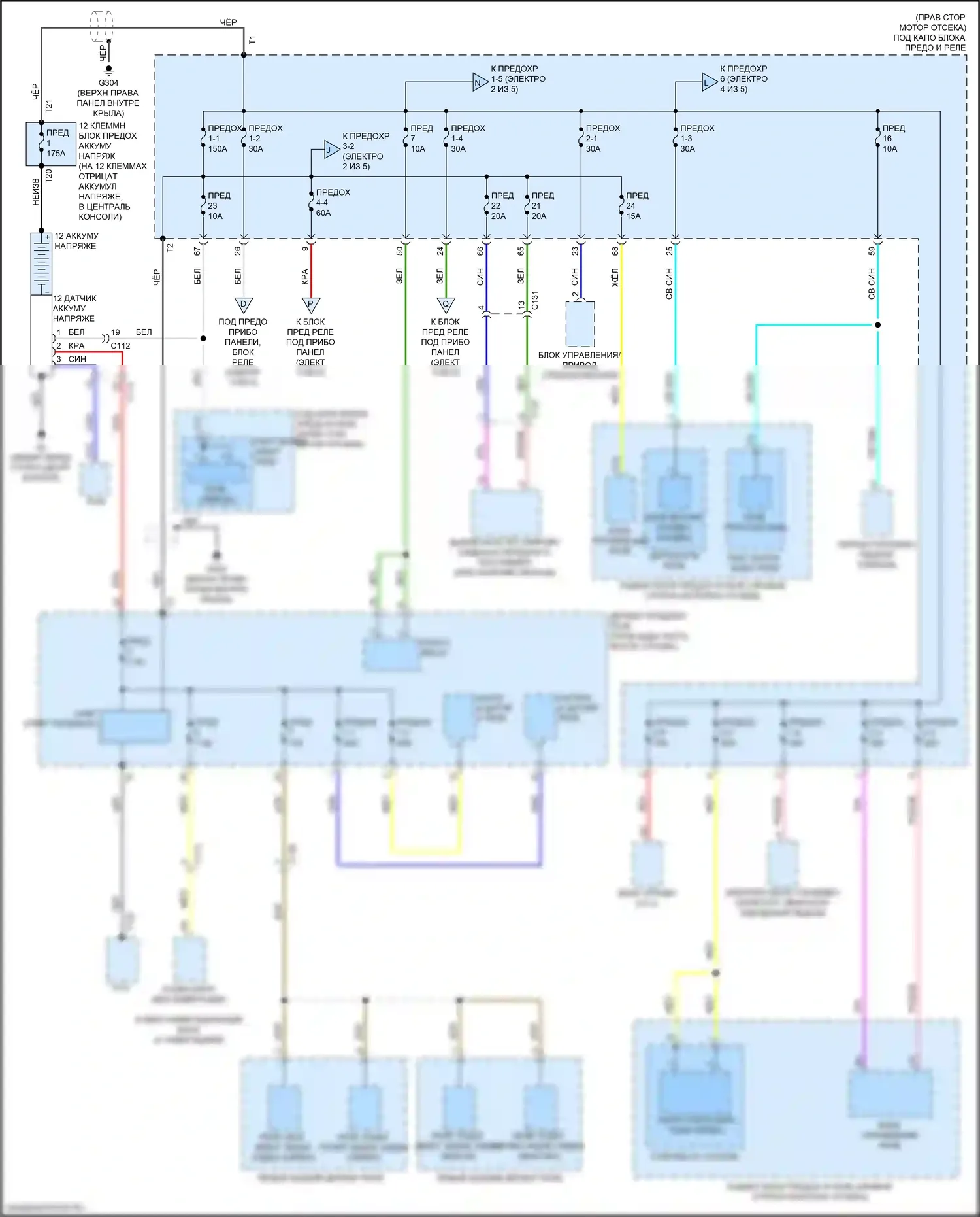 Insight Honda ZE4 (2018-2024): Электросхема блока предохранителей реле (1 из 5) 