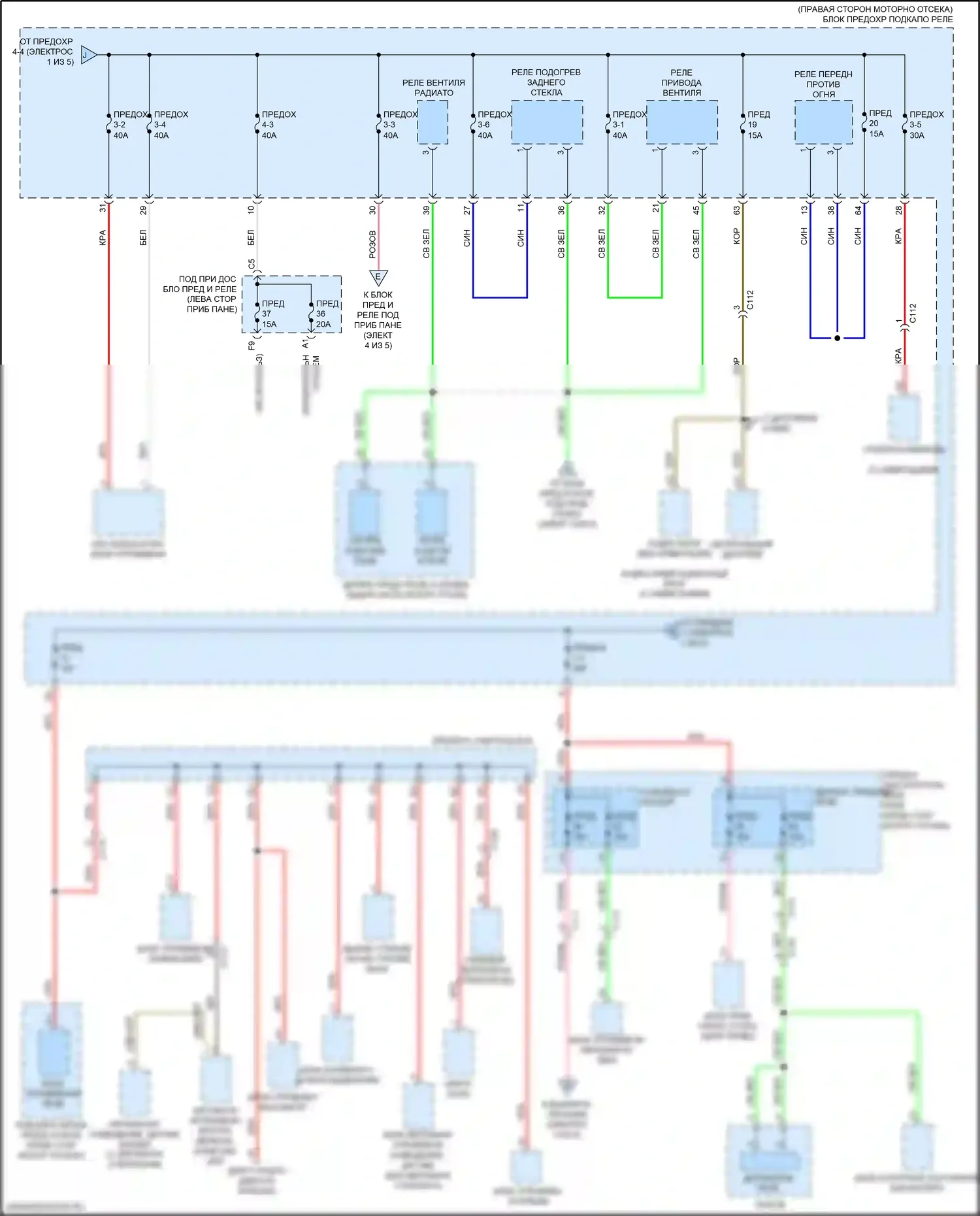 Insight Honda ZE4 (2018-2024): Электросхема блока предохранителей реле (2 из 5) 