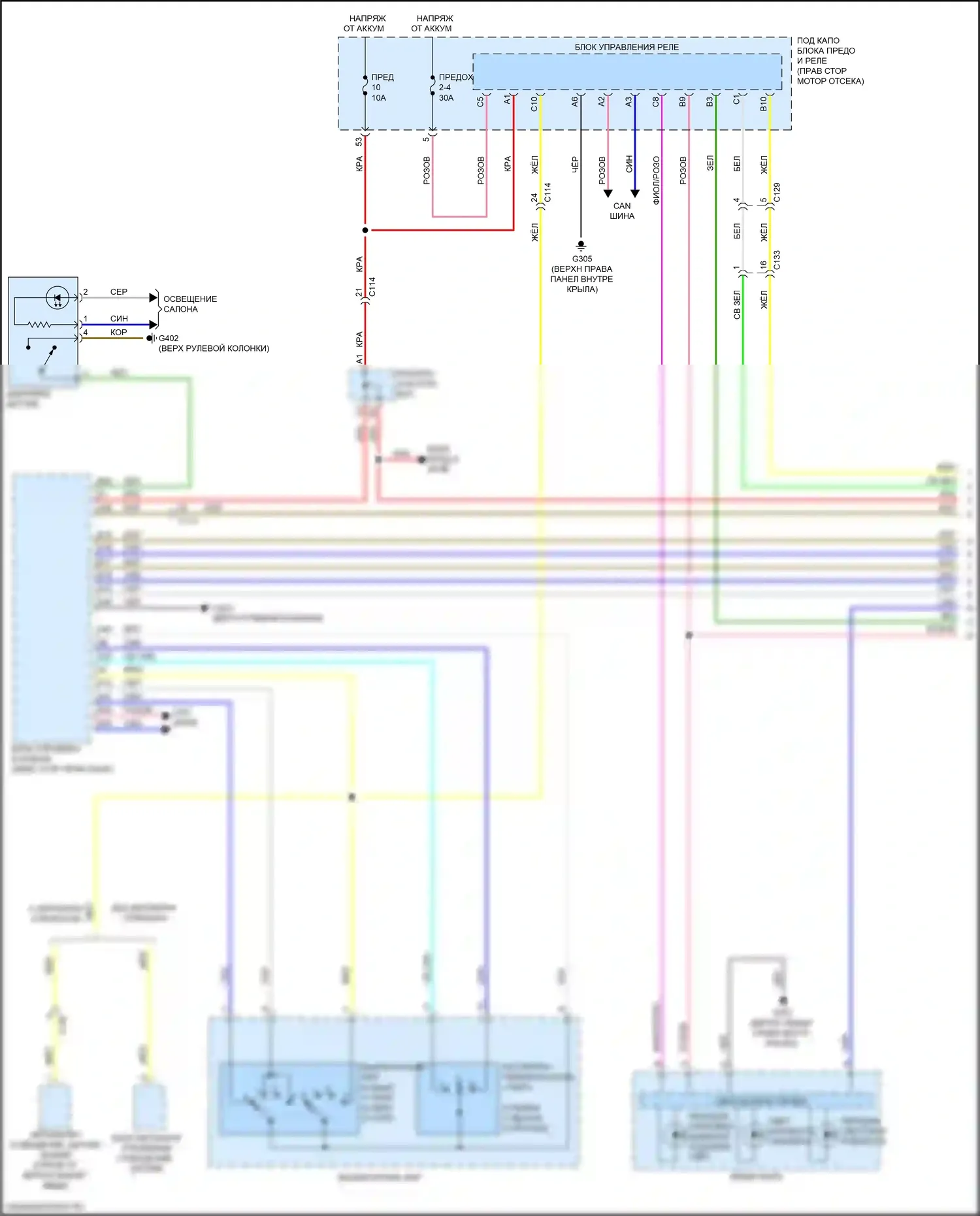 Insight Honda ZE4 (2018-2024): Электросхема фар и фонарей (1 из 3) 