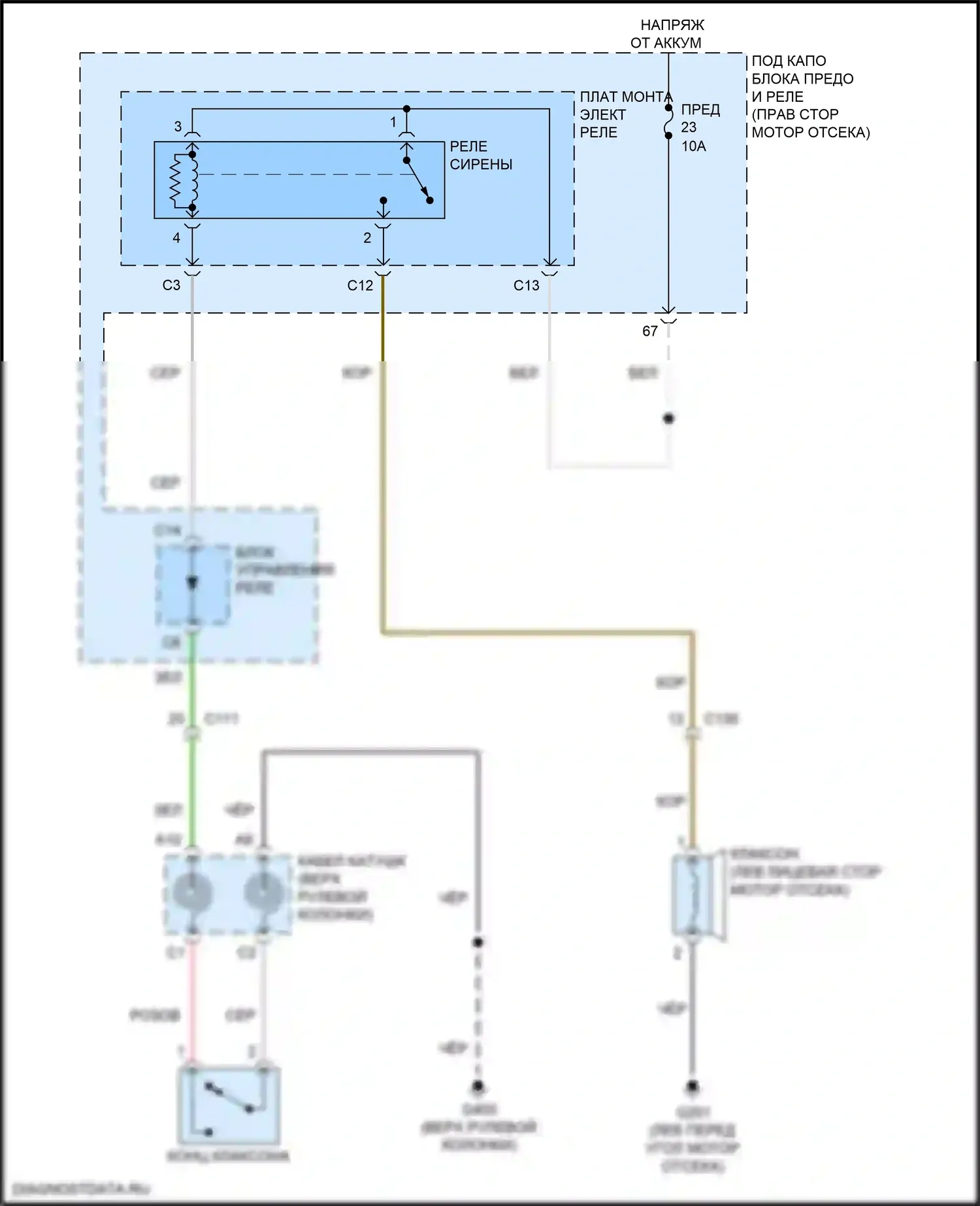 Insight Honda ZE4 (2018-2024): Электросхема клаксона 