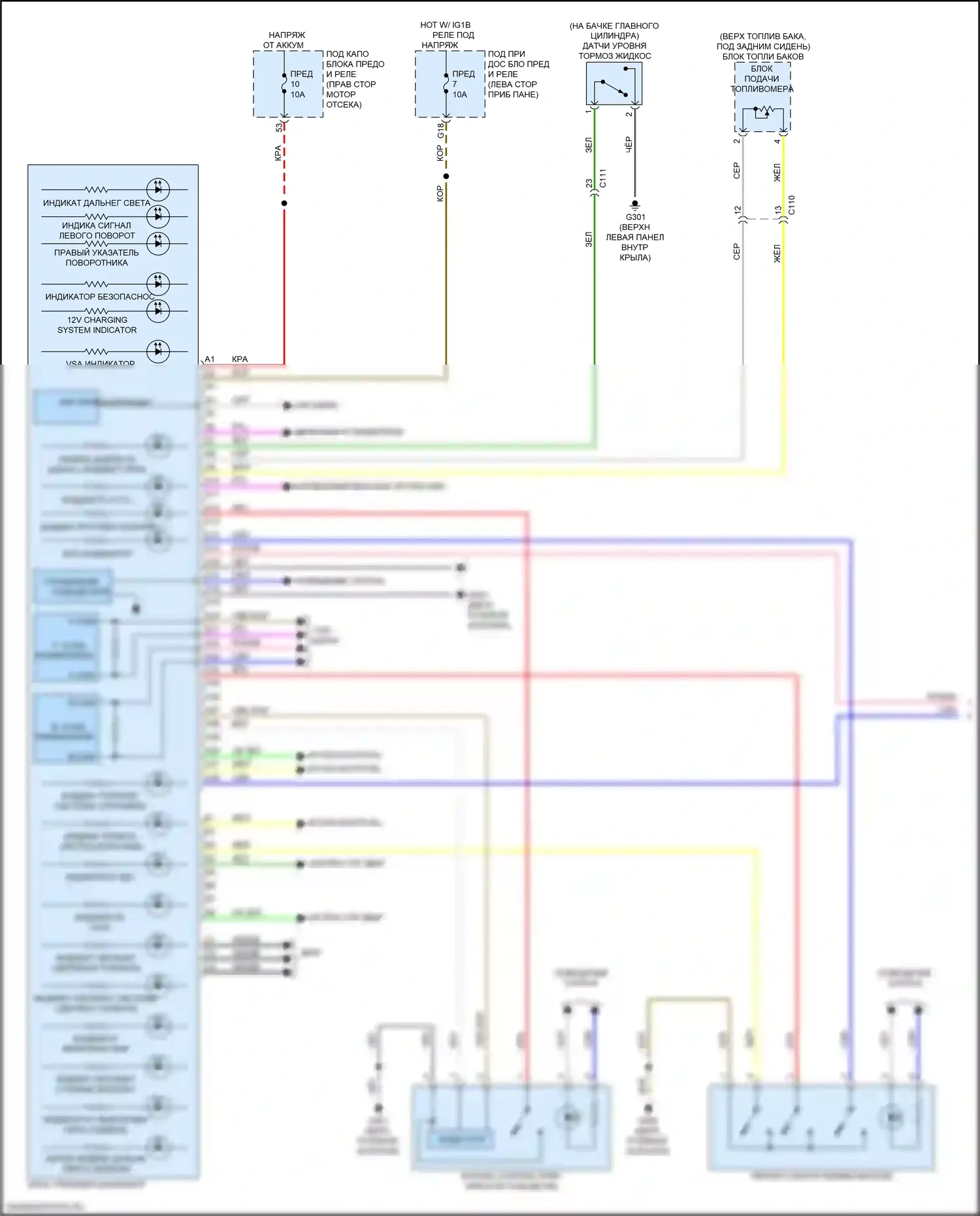 Insight Honda ZE4 (2018-2024): Электросхема приборной панели (1 из 2) 