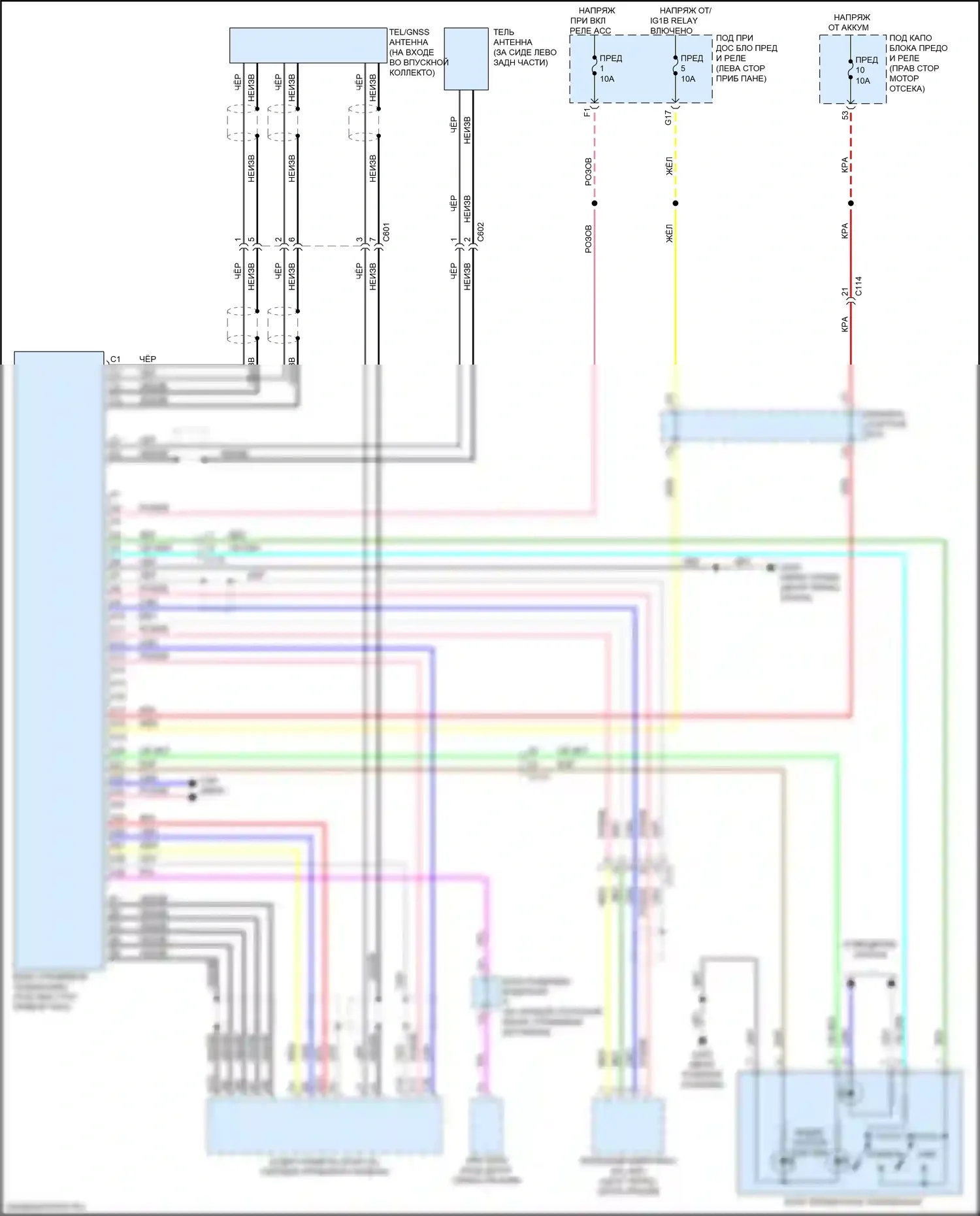 Insight Honda ZE4 (2018-2024): Электросхема телематики 