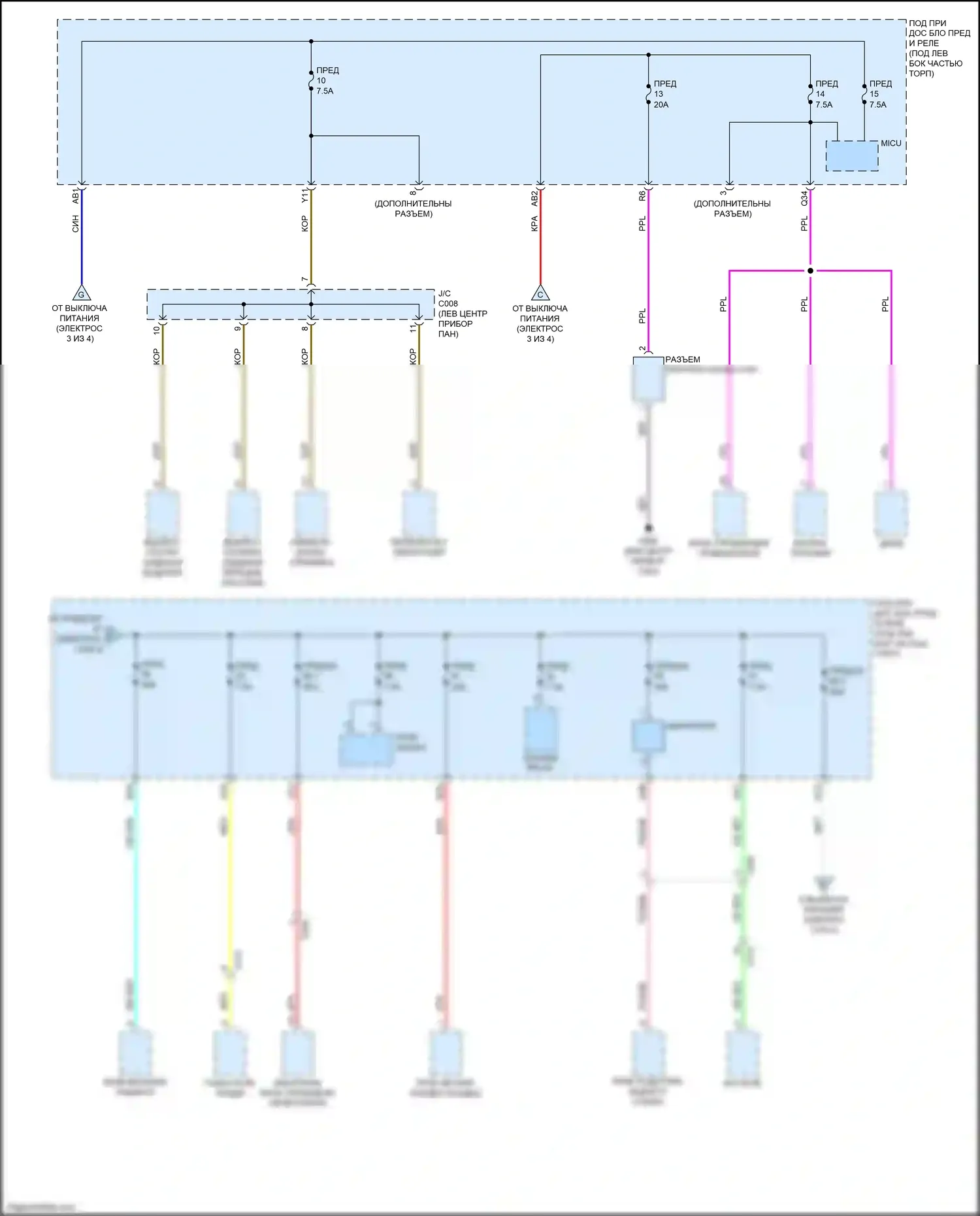 Jazz Honda GG рестайлинг (2011-2014): Электросхема блока предохранителей реле, электромобиль (2 из 4) 