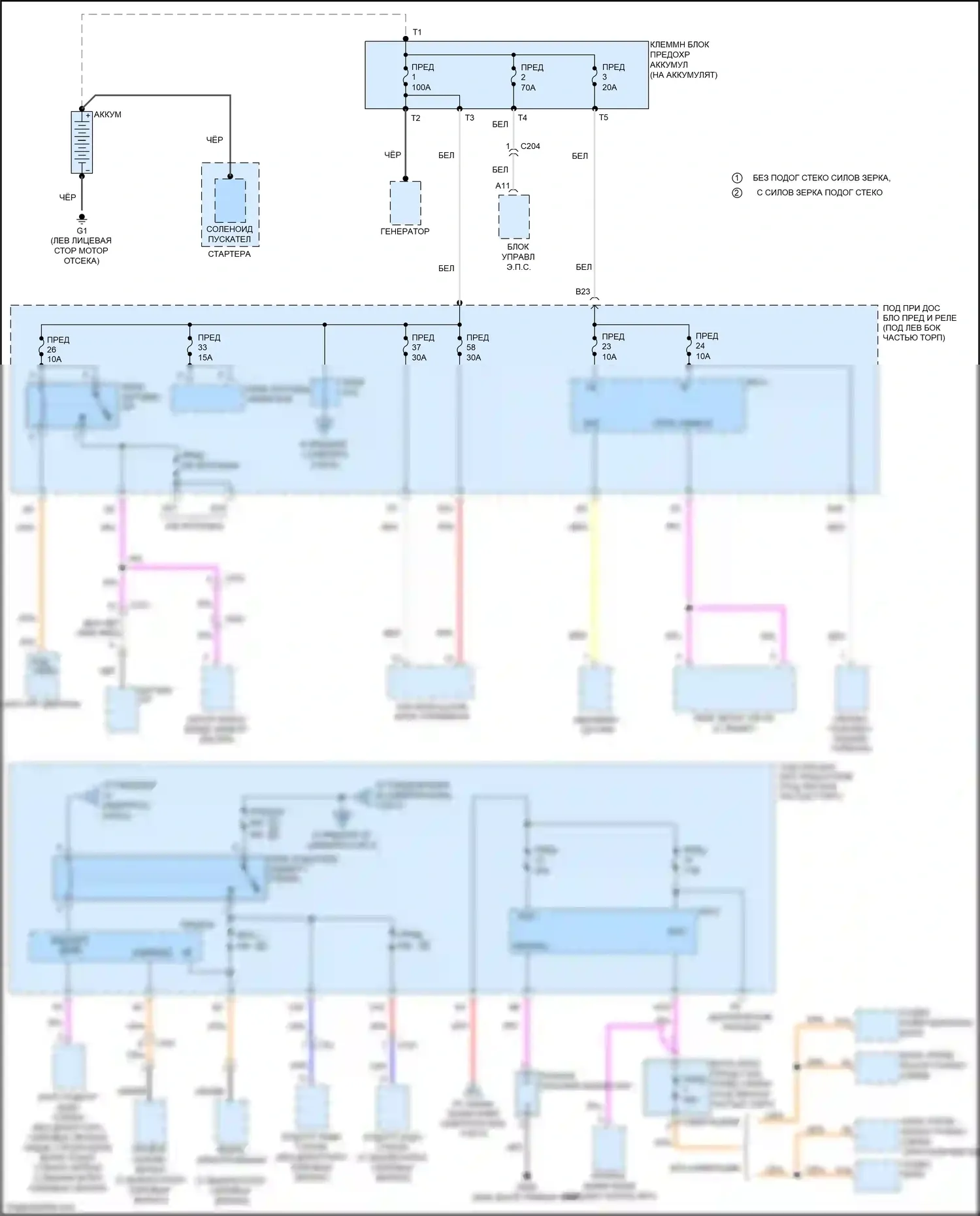 Jazz Honda GG рестайлинг (2011-2014): Электросхема блока предохранителей реле, кроме электромобиля (1 из 5) 