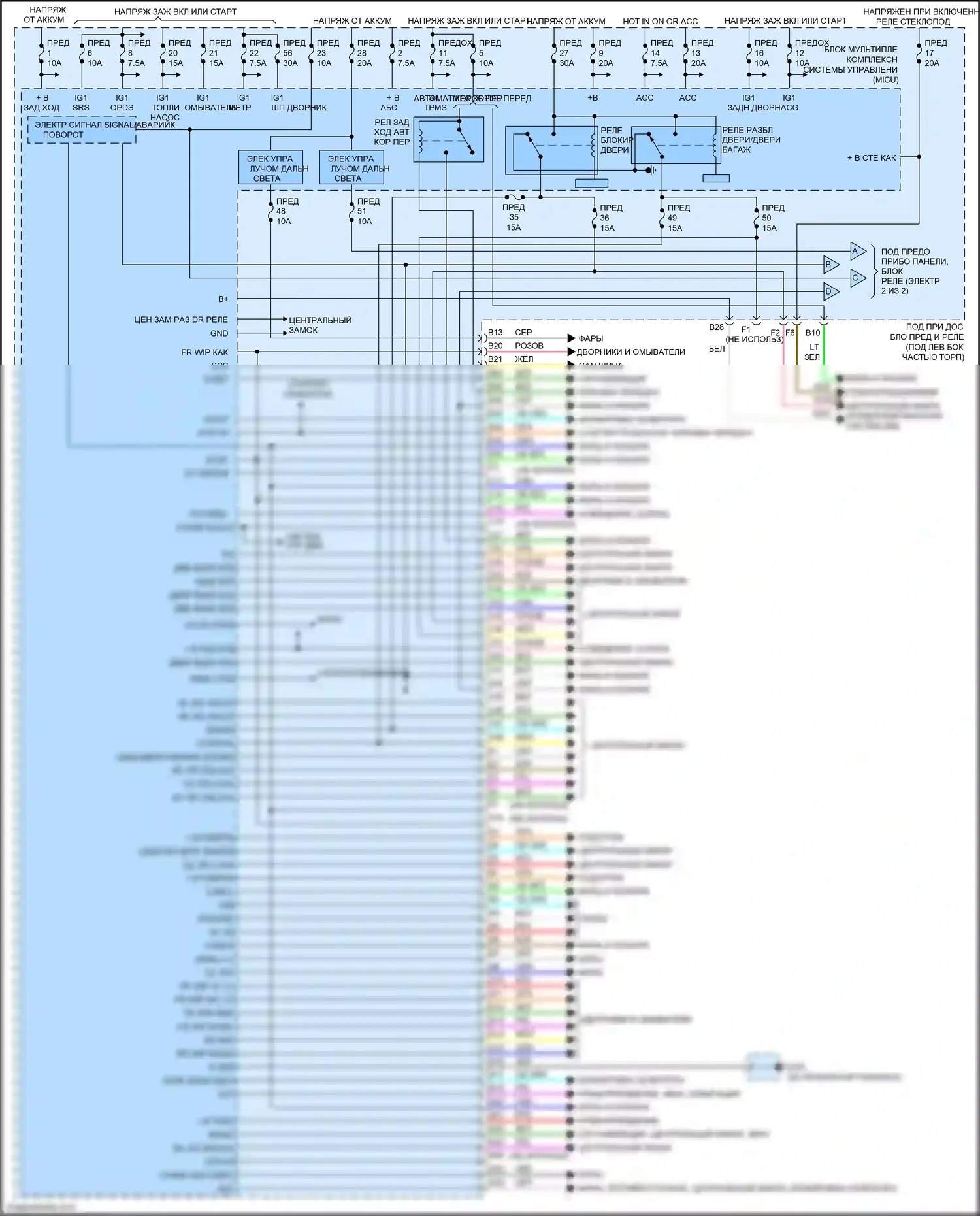 Jazz Honda GG рестайлинг (2011-2014): Электросхема блоков управления кузовом, кроме электромобиля (1 из 2) 