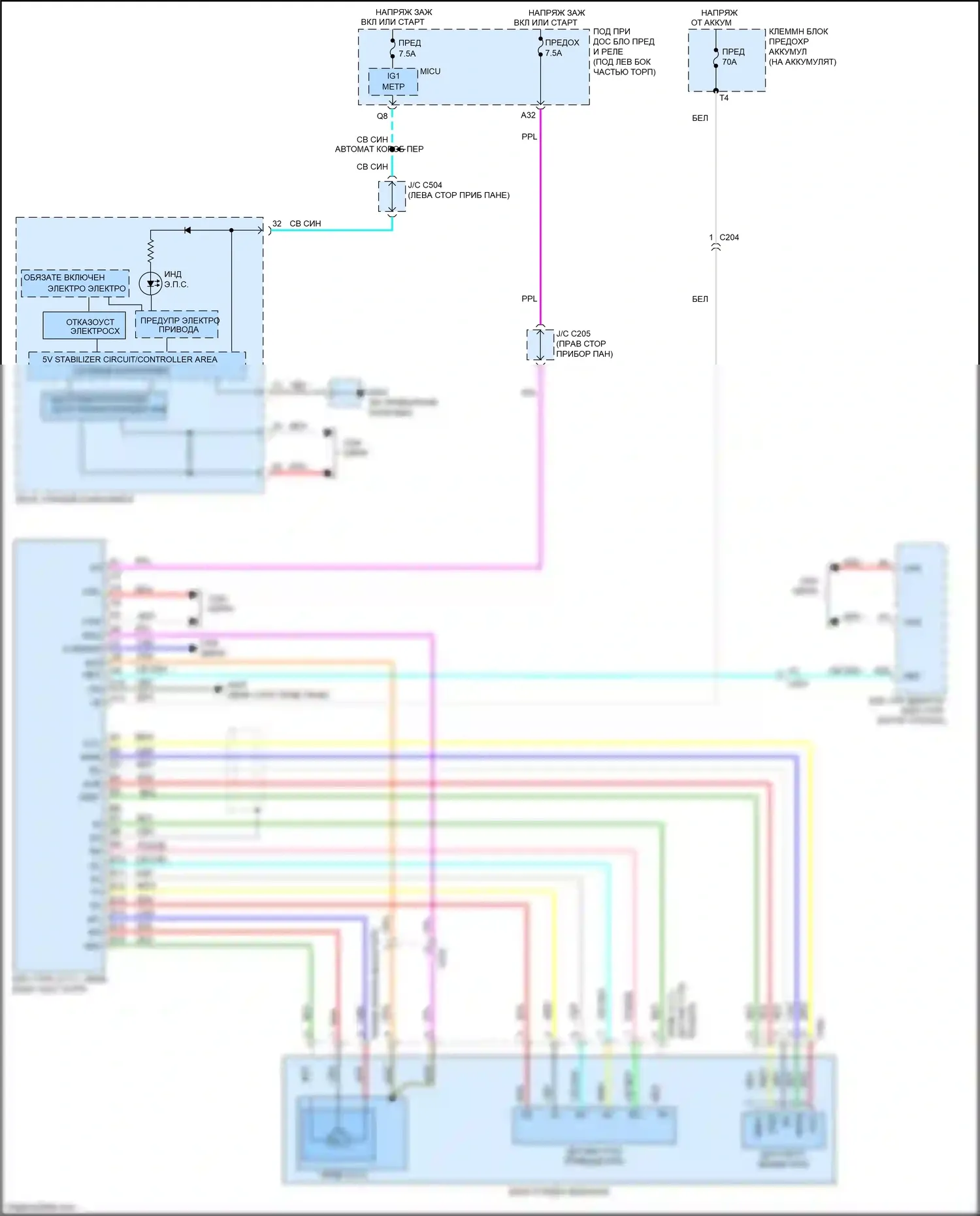 Jazz Honda GG рестайлинг (2011-2014): Электросхема электроусилителя руля, кроме электромобиля 