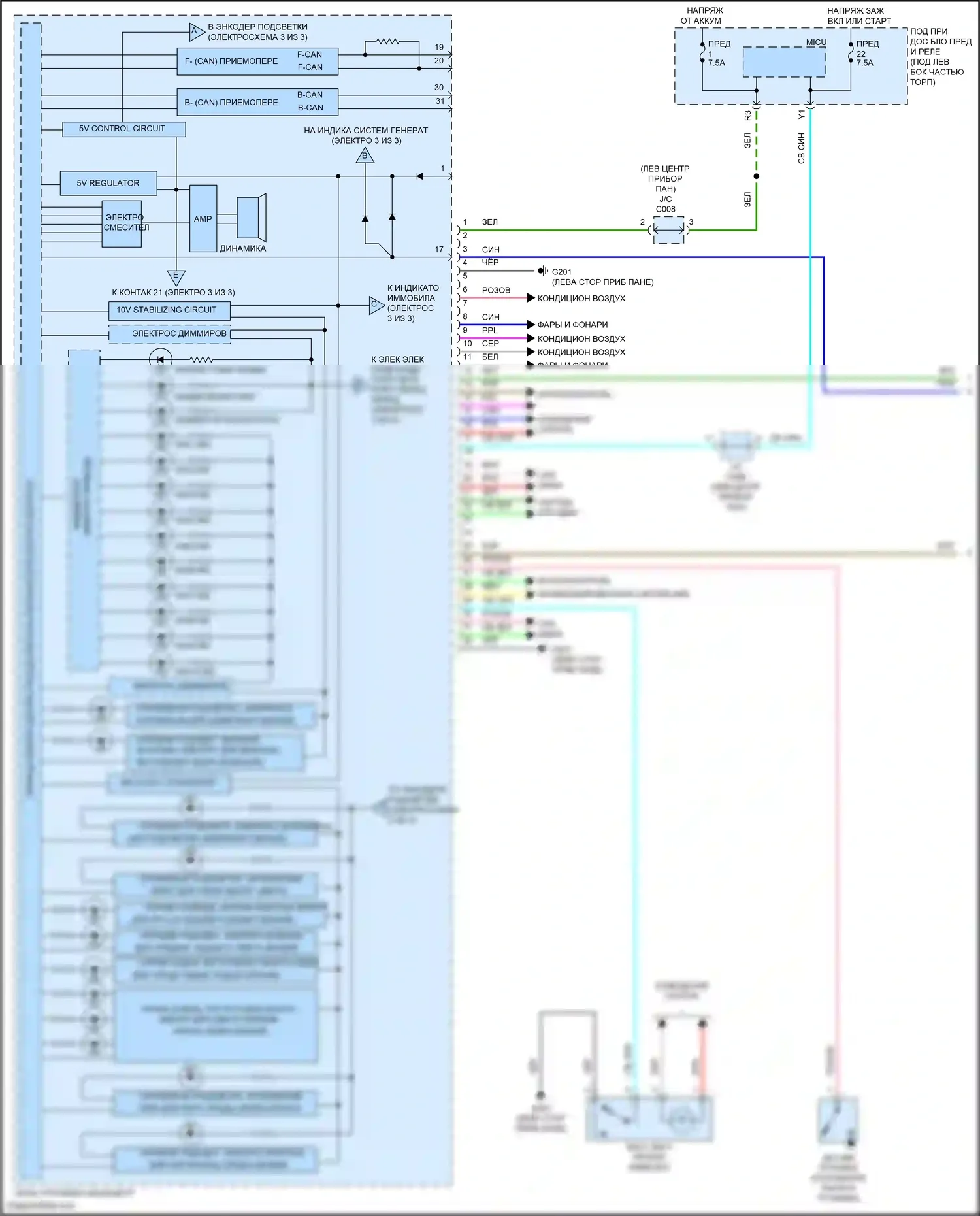 Jazz Honda GG рестайлинг (2011-2014): Электросхема приборной панели, электромобиль (1 из 3) 