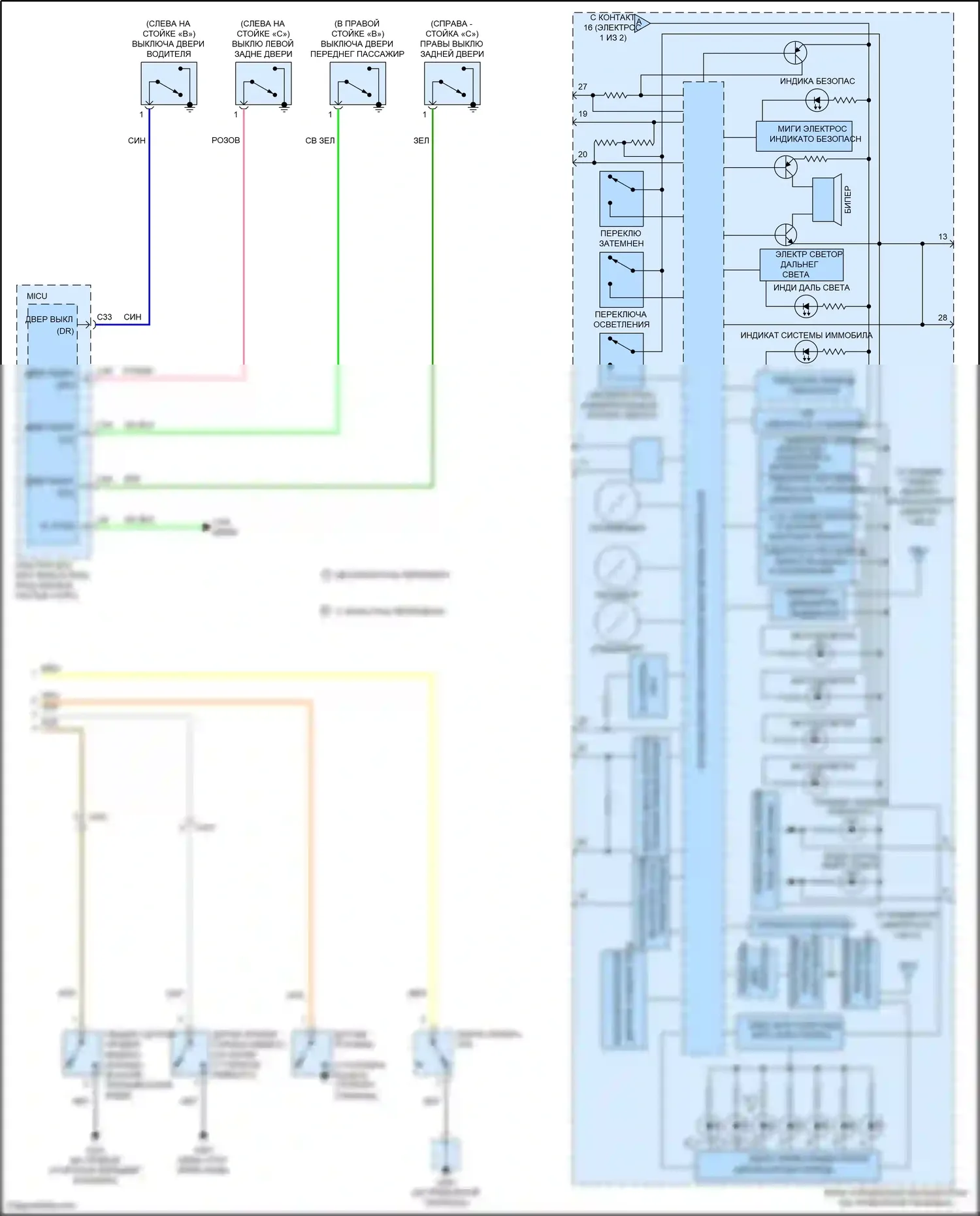 Jazz Honda GG рестайлинг (2011-2014): Электросхема приборной панели, кроме электромобиля (2 из 2) 