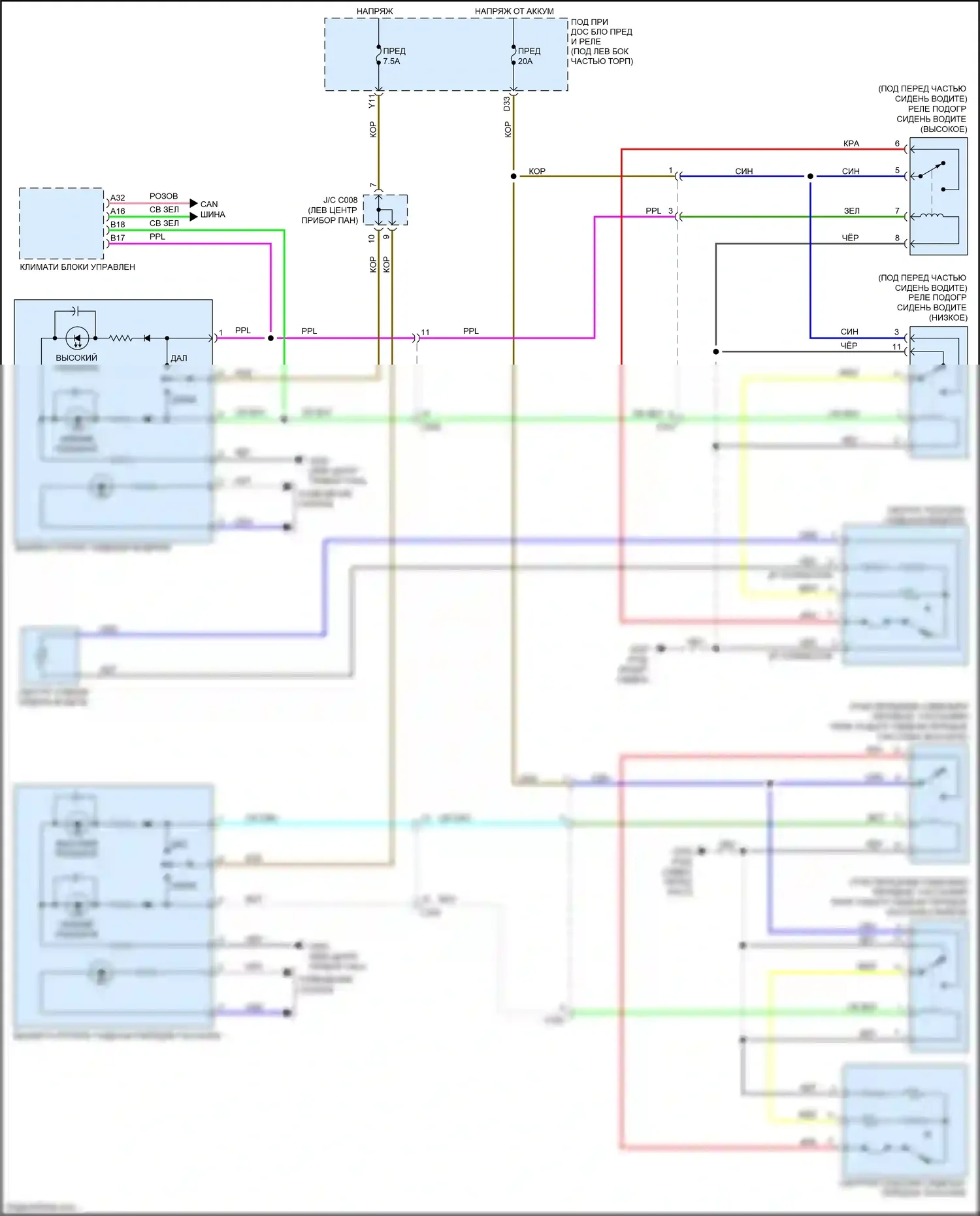 Jazz Honda GG рестайлинг (2011-2014): Электросхема сидений 