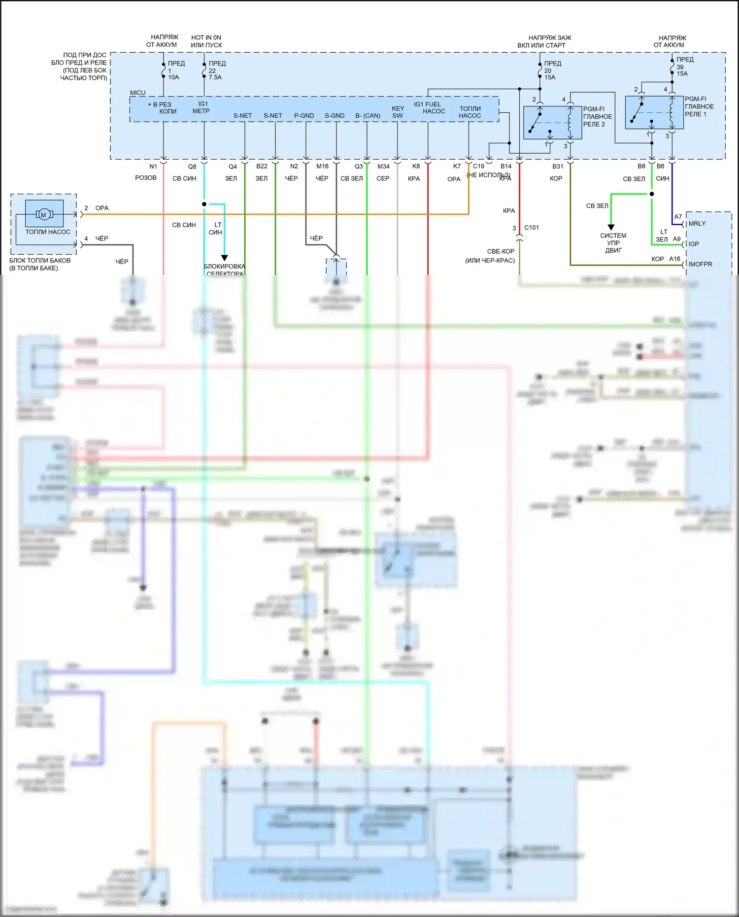 Jazz Honda GG рестайлинг (2011-2014): Электросхема иммобилайзера, кроме электромобиля 