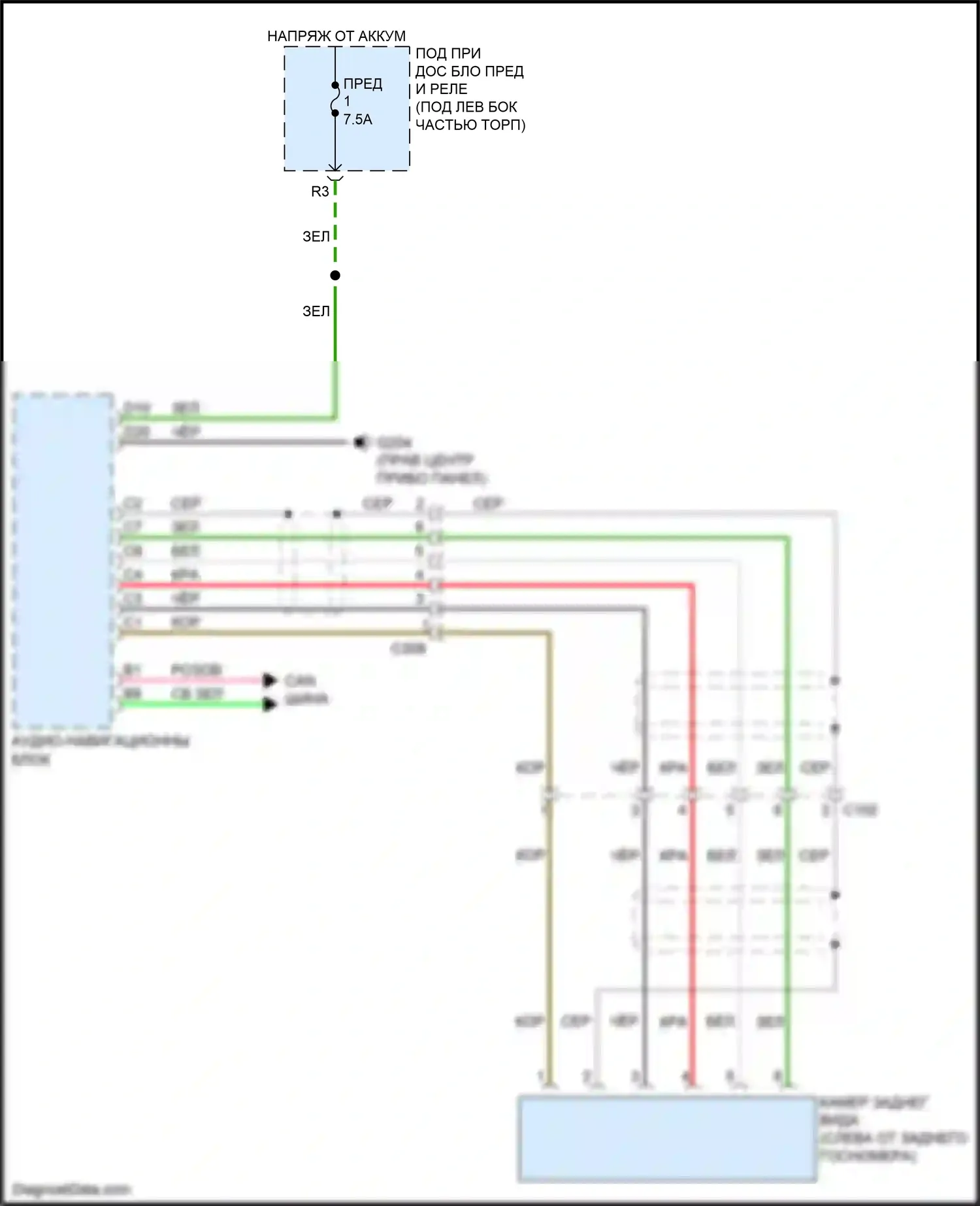 Jazz Honda GG рестайлинг (2011-2014): Электросхема задней камеры 