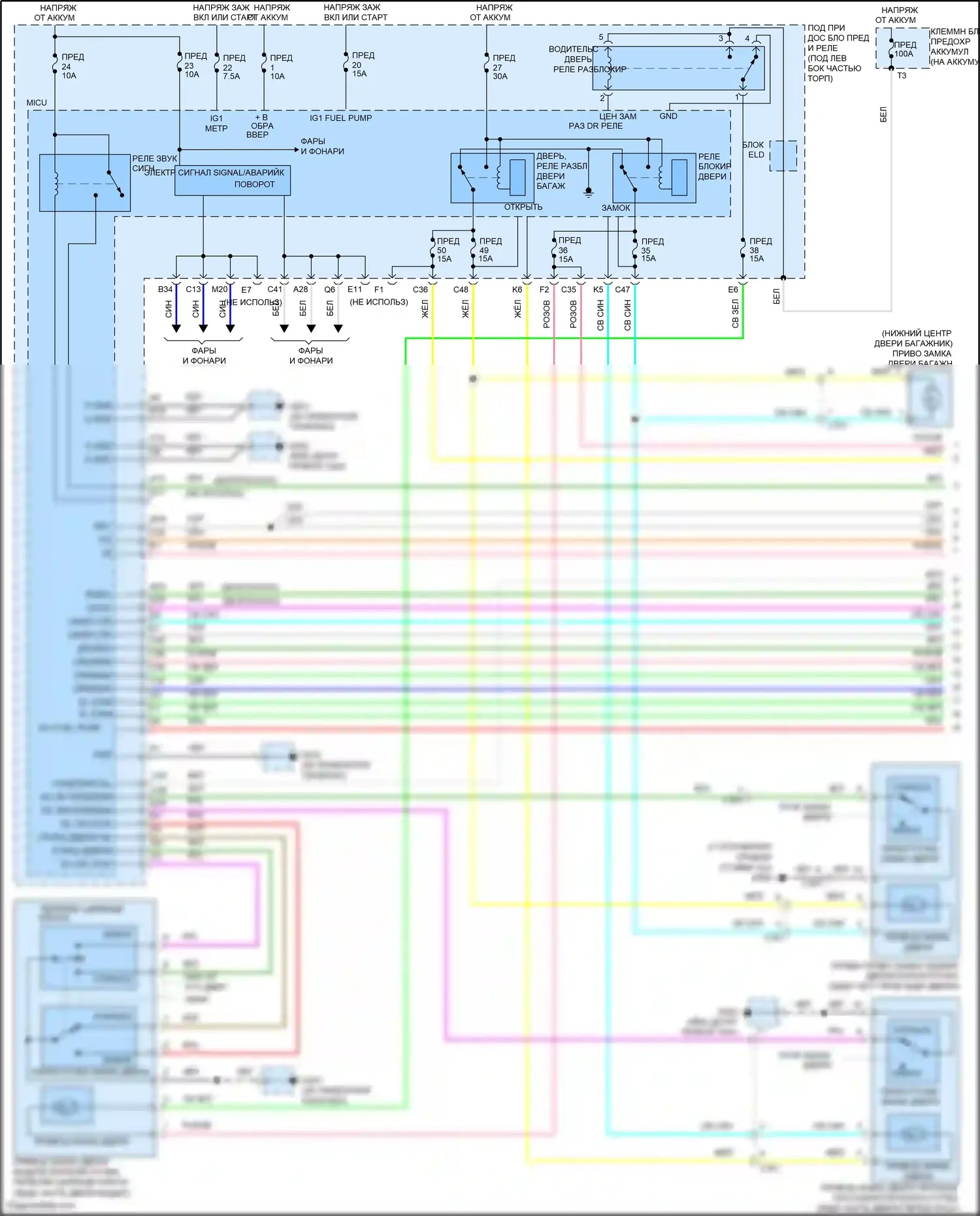 Jazz Honda GG рестайлинг (2011-2014): Электросхема центрального замка, кроме электромобиля (1 из 2) 