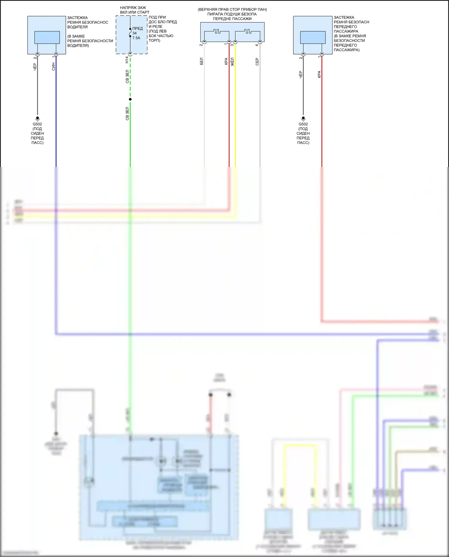 Jazz Honda GK рестайлинг (2017-2020): Электросхема подушек безопасности (2 из 3) 
