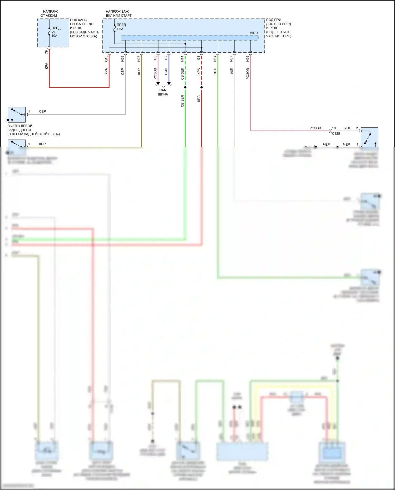 Jazz Honda GK рестайлинг (2017-2020): Электросхема приборной панели, с многоинформационным дисплеем (2 из 3) 