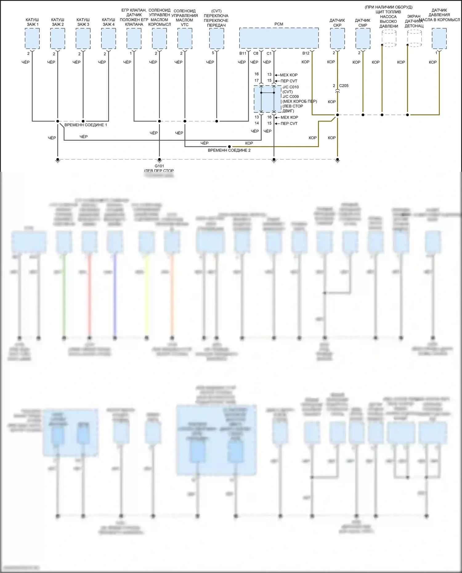 Jazz Honda GK рестайлинг (2017-2020): Электросхема точек подключения масс (1 из 3) 