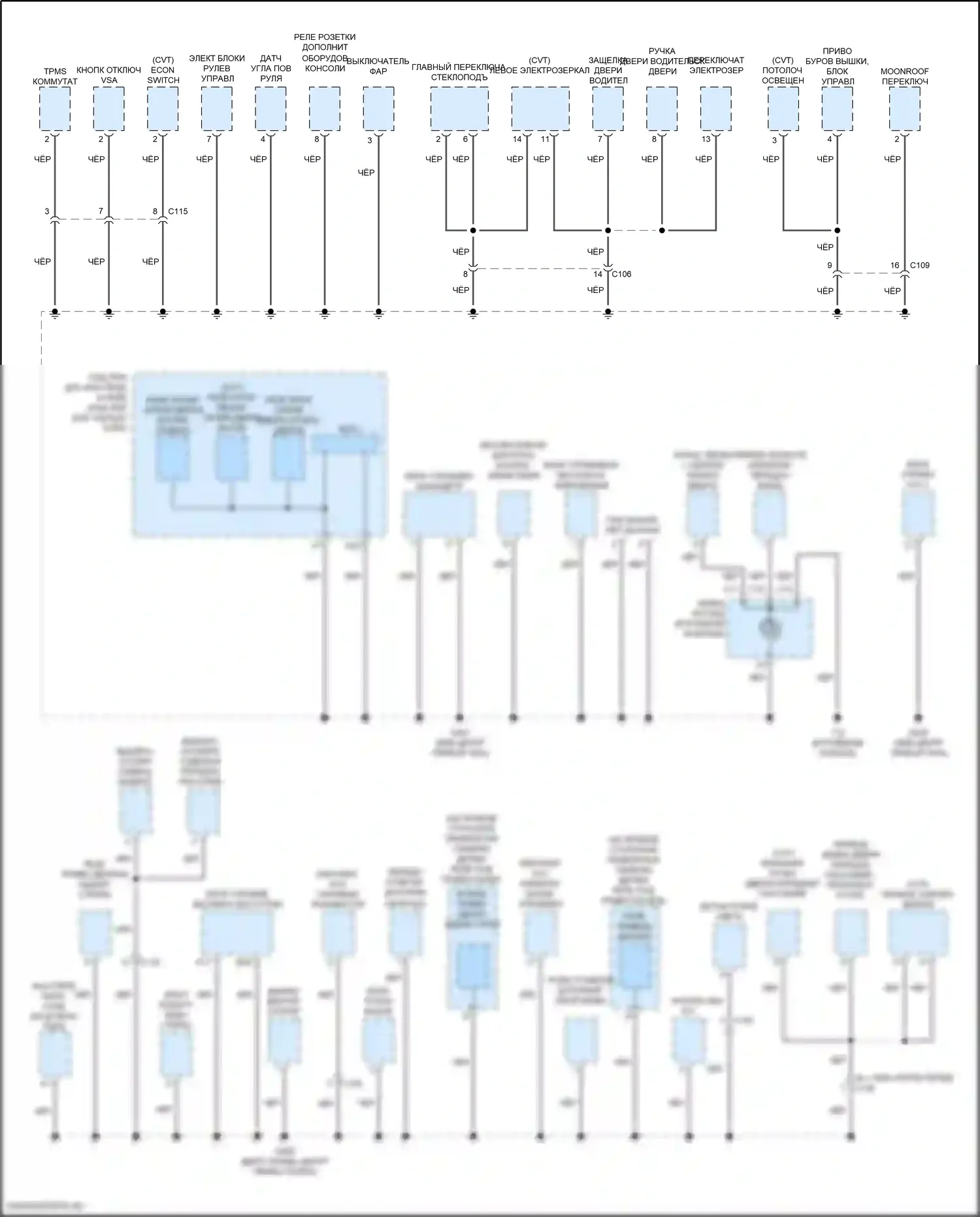 Jazz Honda GK (2015-2017): Электросхема точек подключения масс (2 из 3) 