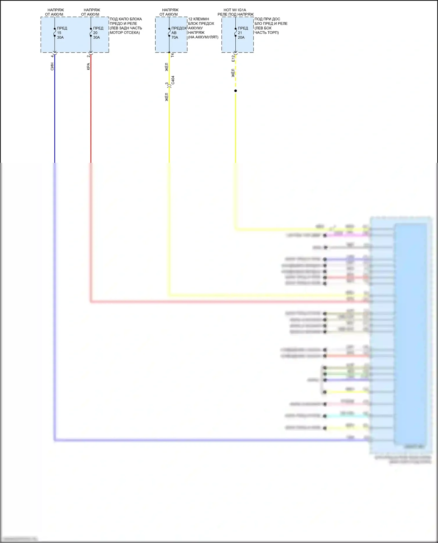Odyssey (North America) Honda V рестайлинг (2017-2020): Электросхема блока предохранителей и реле (2 из 2) 
