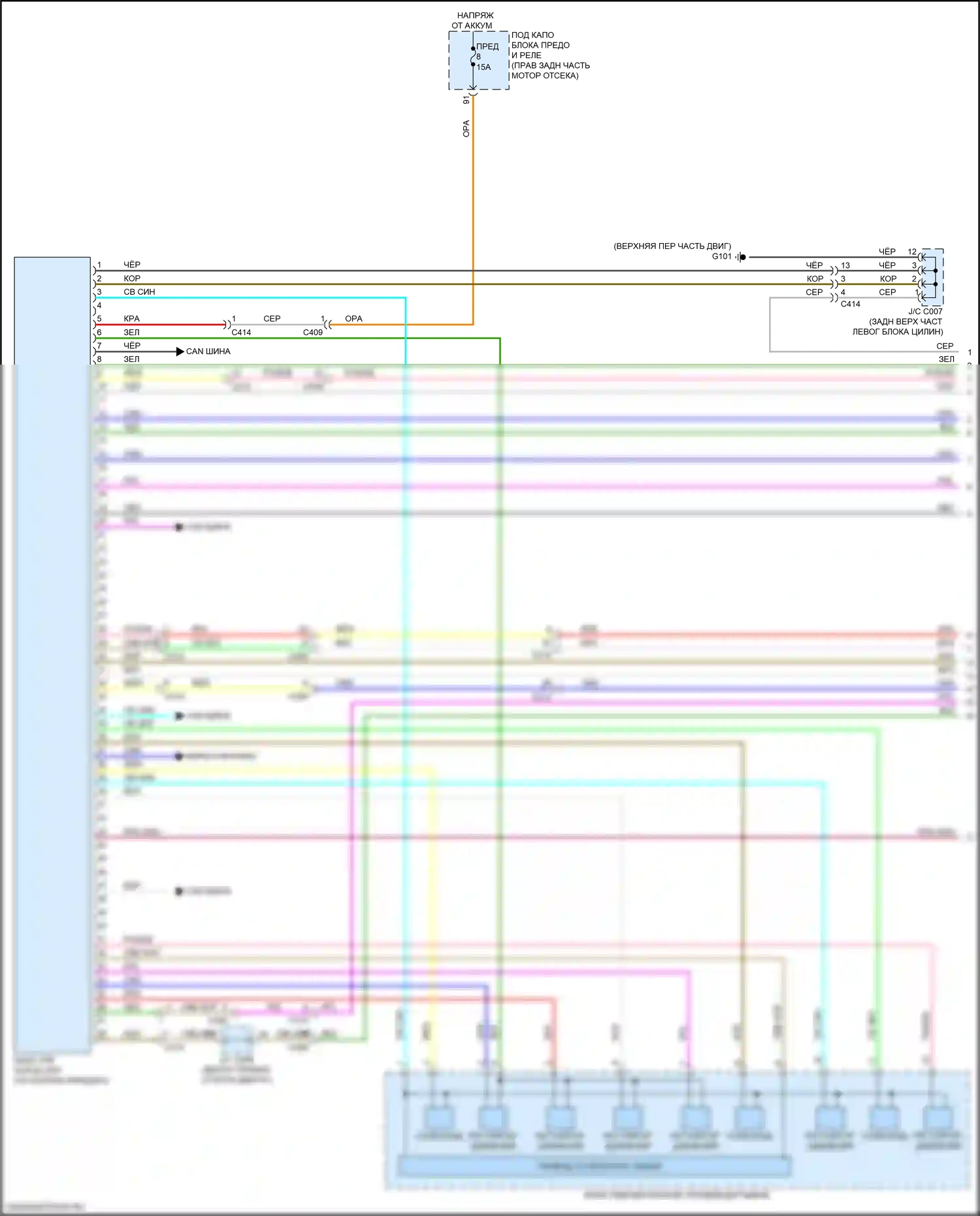 Odyssey (North America) Honda V рестайлинг (2017-2020): Электросхема соединений коробки передач, 9-ступенчатая автоматическая коробка передач (1 из 2) 