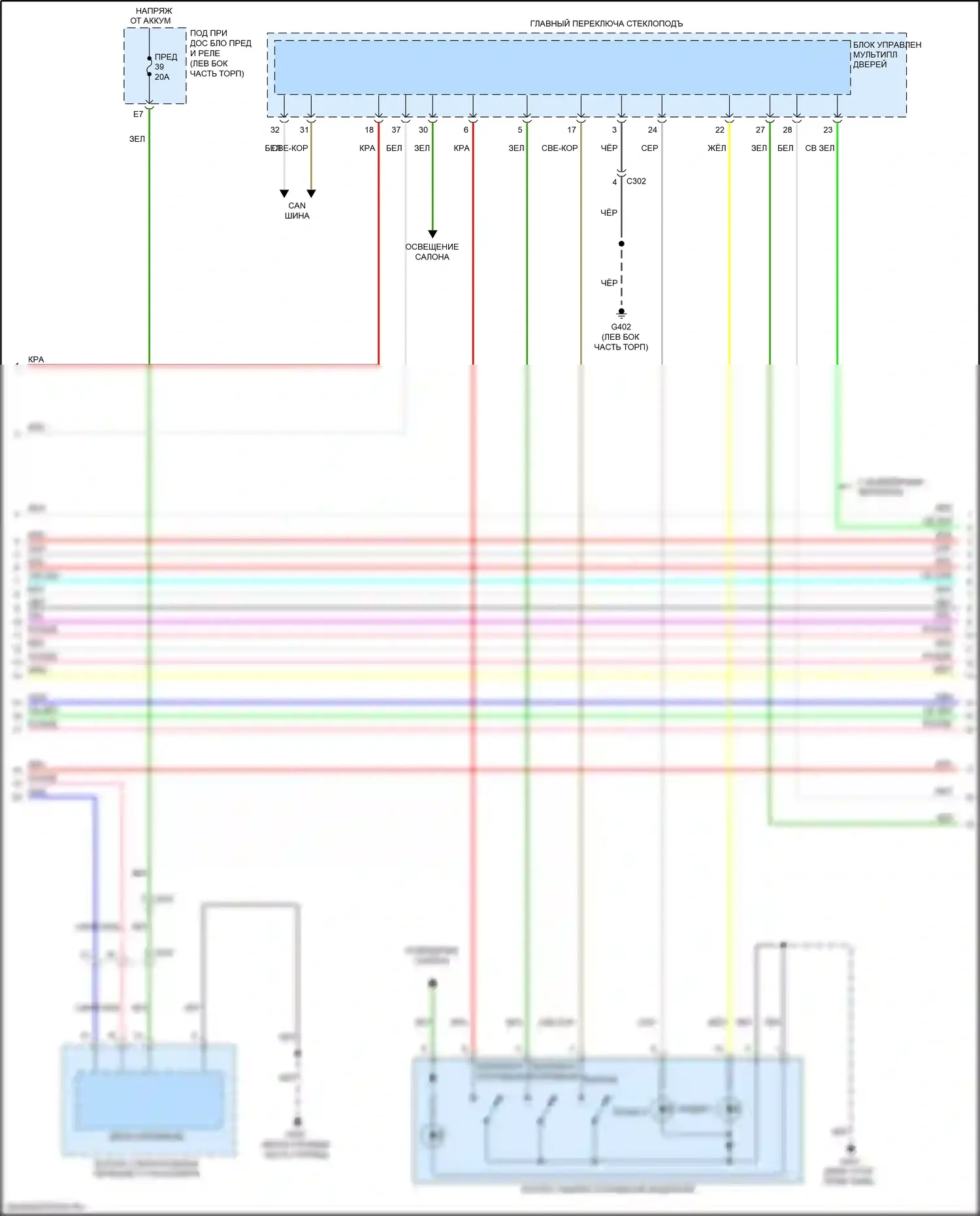 Odyssey (North America) Honda V рестайлинг (2017-2020): Электросхема памяти зеркал (2 из 3) 