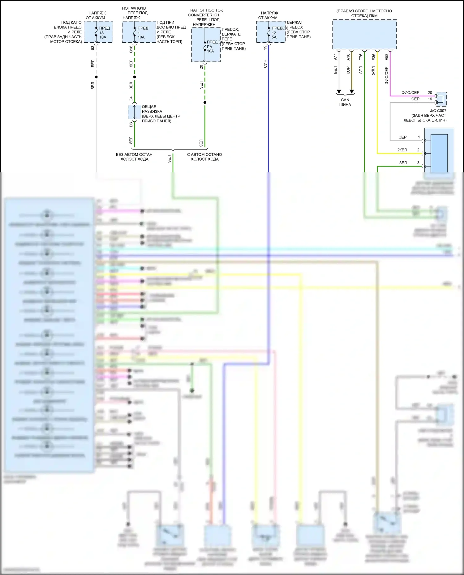 Odyssey (North America) Honda V рестайлинг (2017-2020): Электросхема приборной панели (1 из 2) 