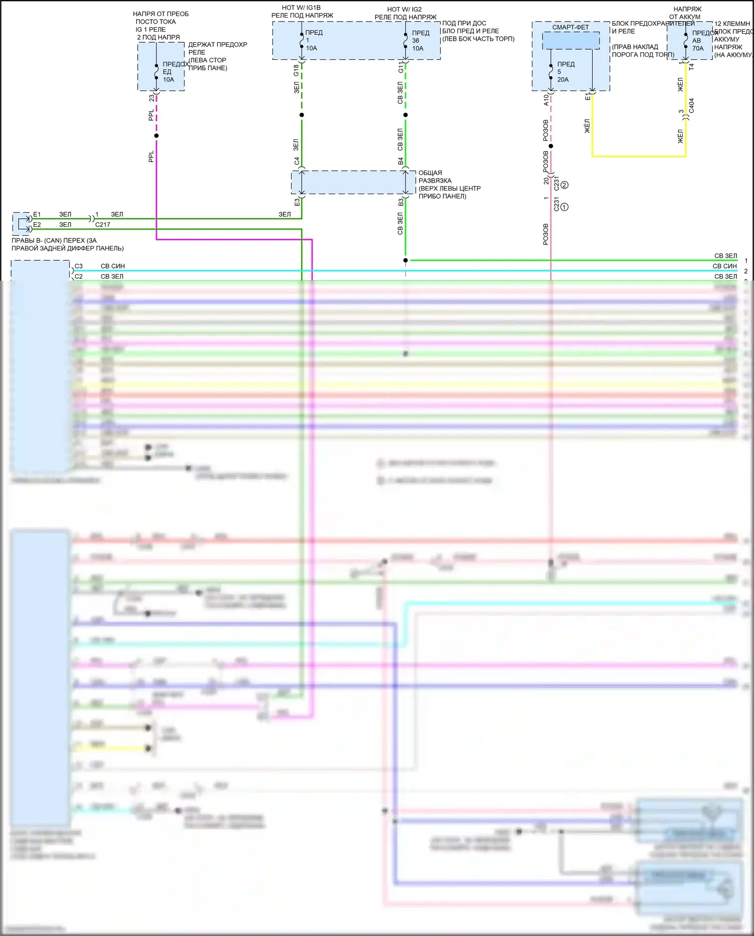 Odyssey (North America) Honda V рестайлинг (2017-2020): Электросхема передней вентиляции и подогрева сидений (1 из 2) 