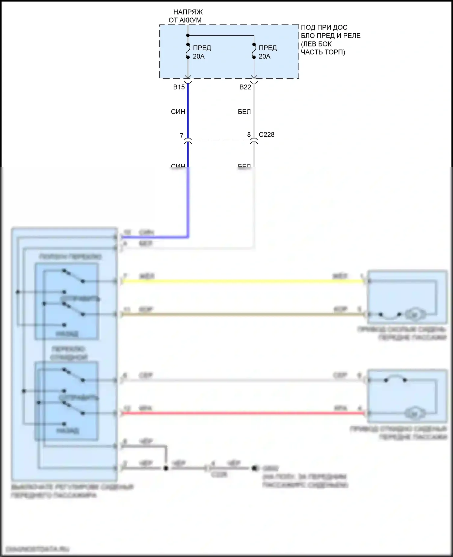 Odyssey (North America) Honda V рестайлинг (2017-2020): Электросхема сиденья питания для пассажиров 