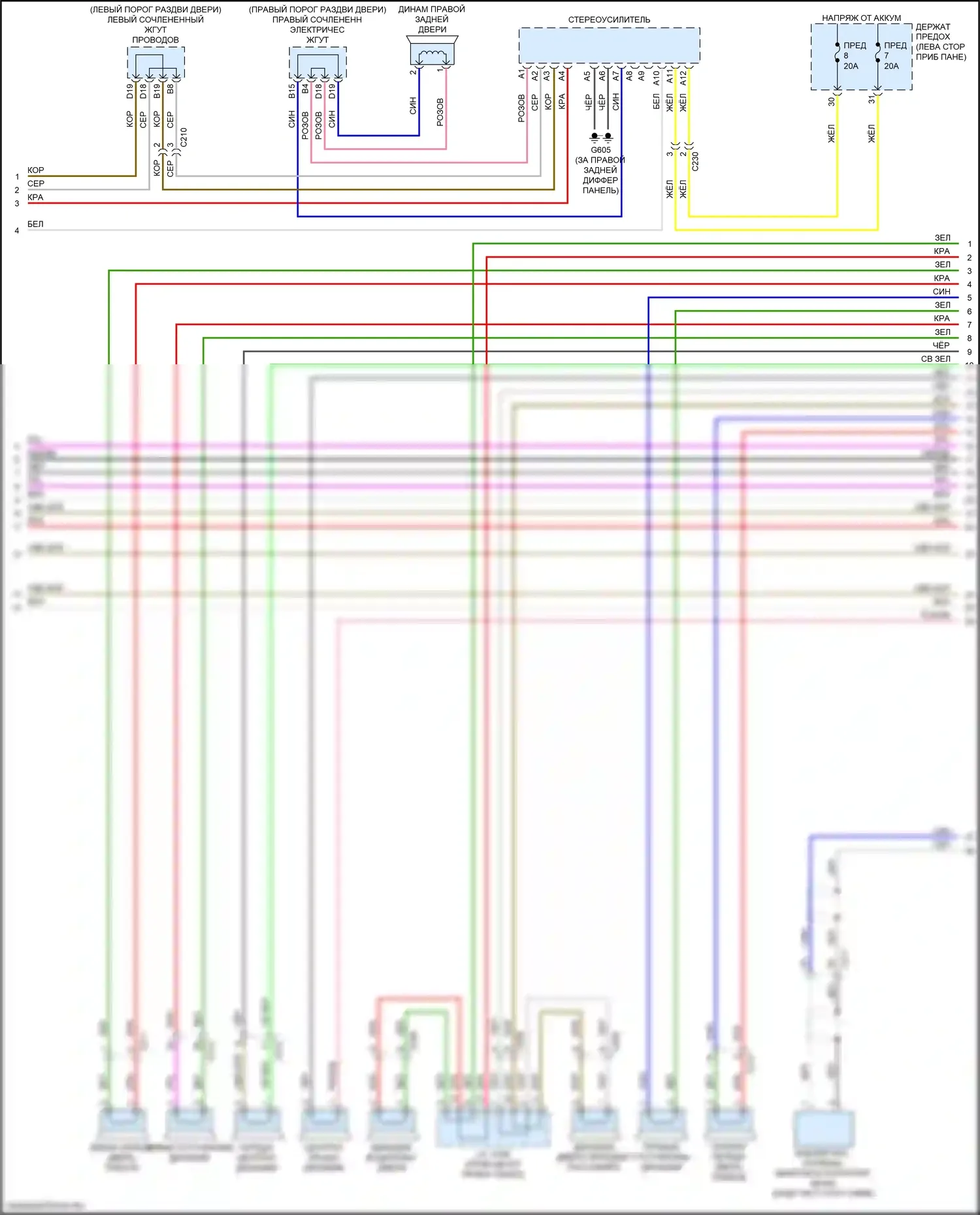 Odyssey (North America) Honda V рестайлинг (2017-2020): Электросхема навигации, 11 динамиков (3 из 6) 