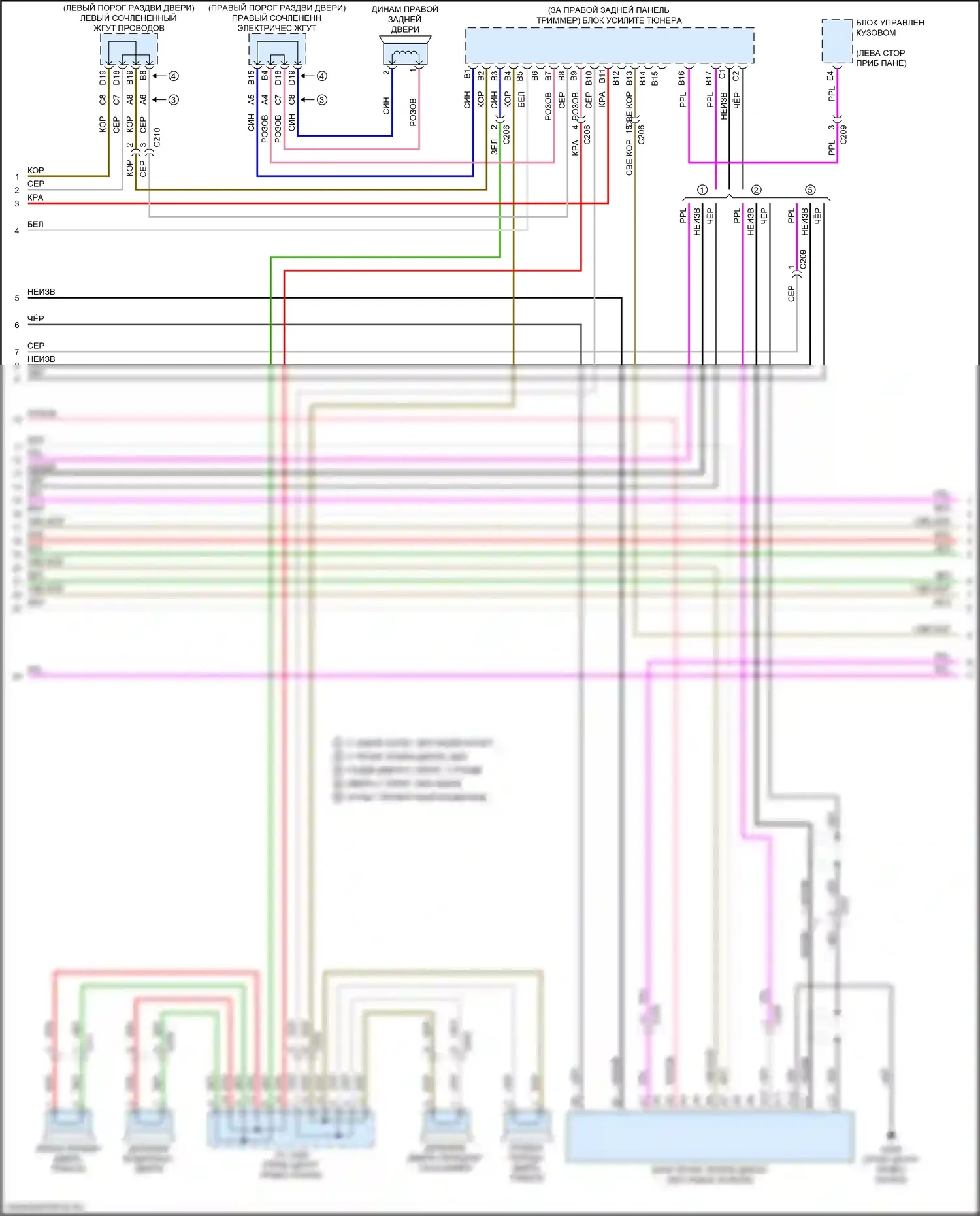 Odyssey (North America) Honda V рестайлинг (2017-2020): Электросхема навигации, 7 динамиков (3 из 6) 