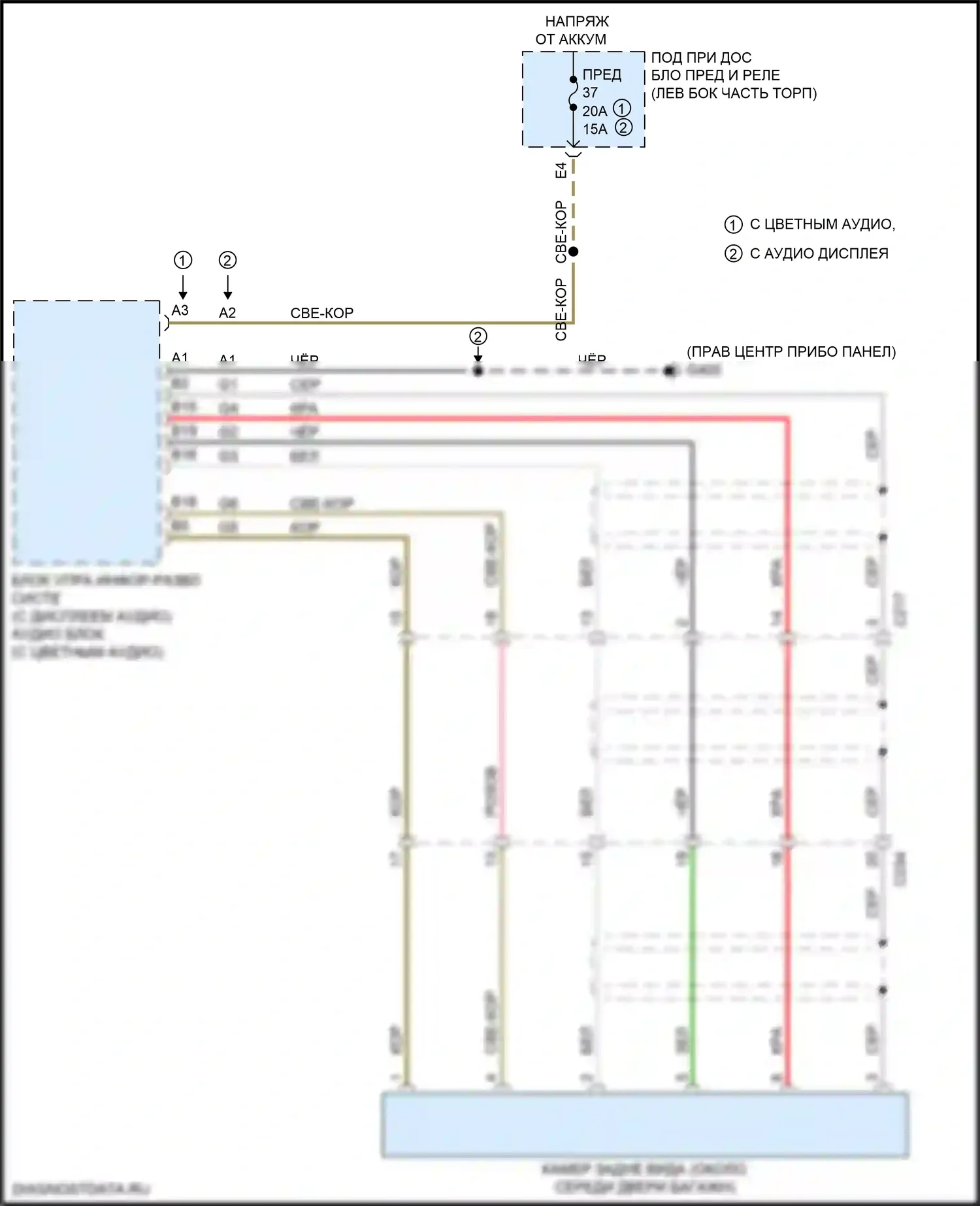 Odyssey (North America) Honda V рестайлинг (2017-2020): Электросхема задней камеры 