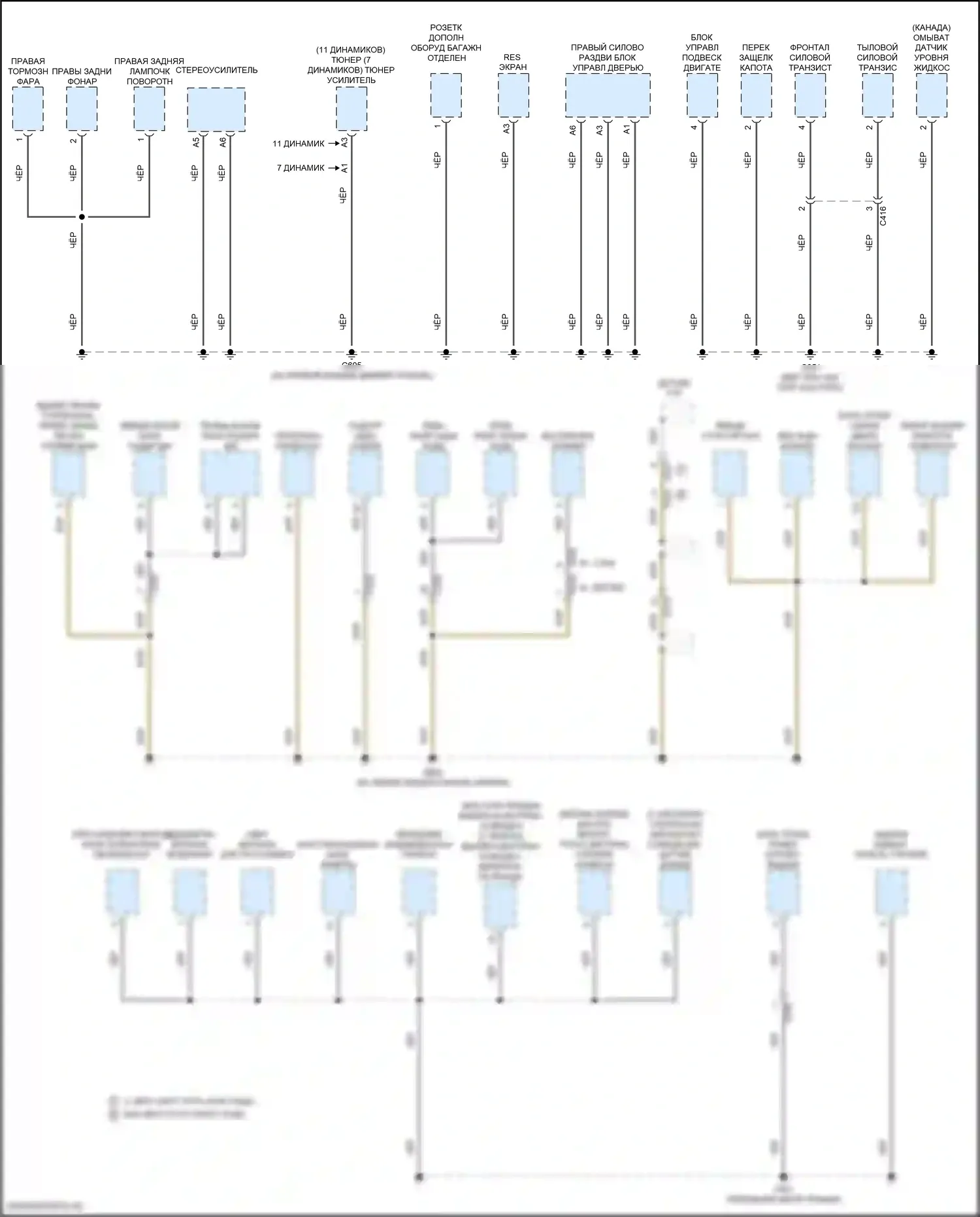 Odyssey (North America) Honda V рестайлинг (2017-2020): Электросхема разводки массы (2 из 6) 
