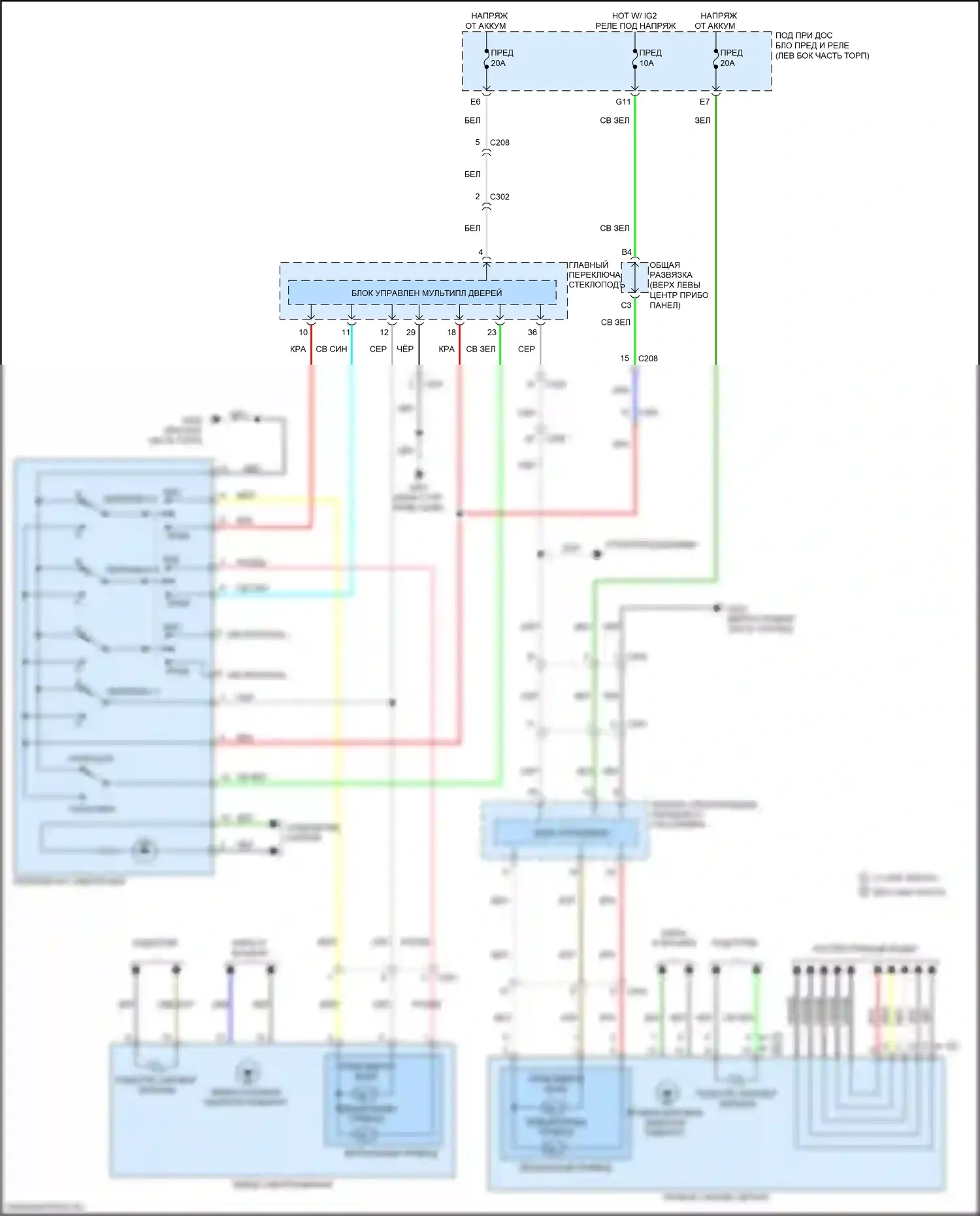 Odyssey (North America) Honda V рестайлинг (2017-2020): Электросхема управления зеркалами заднего вида 