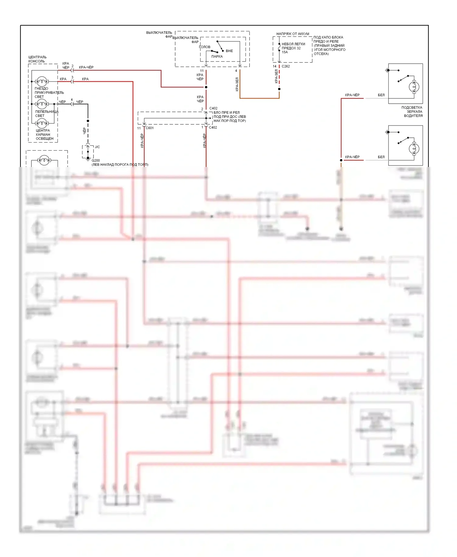 Odyssey Honda I (1994-1999): Электросхема подсветки приборной панели 