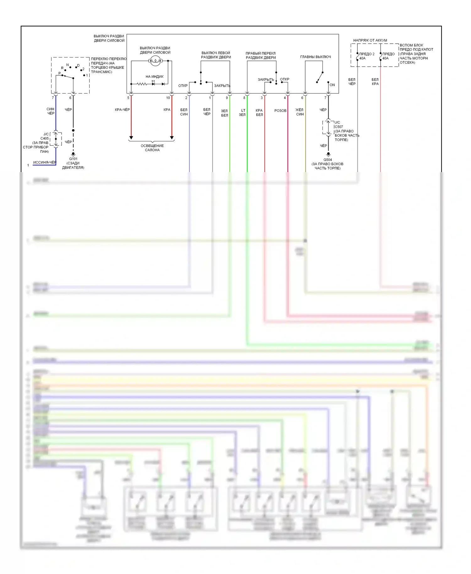 Odyssey Honda I (2004-2009): Электросхема раздвижной двери (2 из 3) 