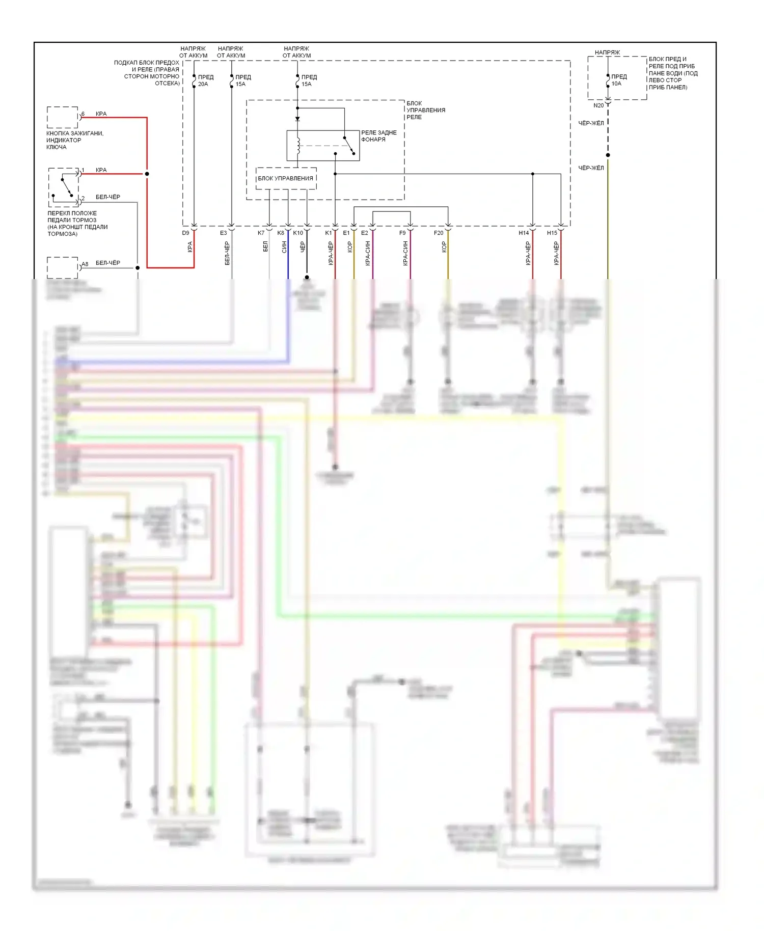 Odyssey Honda I (2004-2009): Электросхема фар и фонарей (2 из 2) 