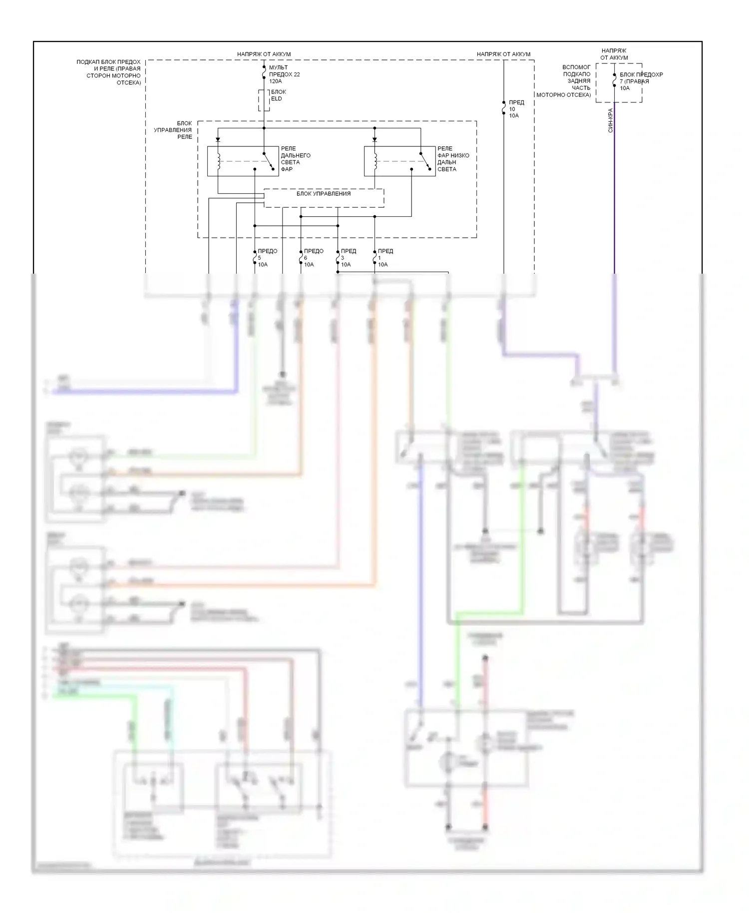 Odyssey Honda I (2004-2009): Электросхема фар, кроме гастролей без дрели (2 из 2) 