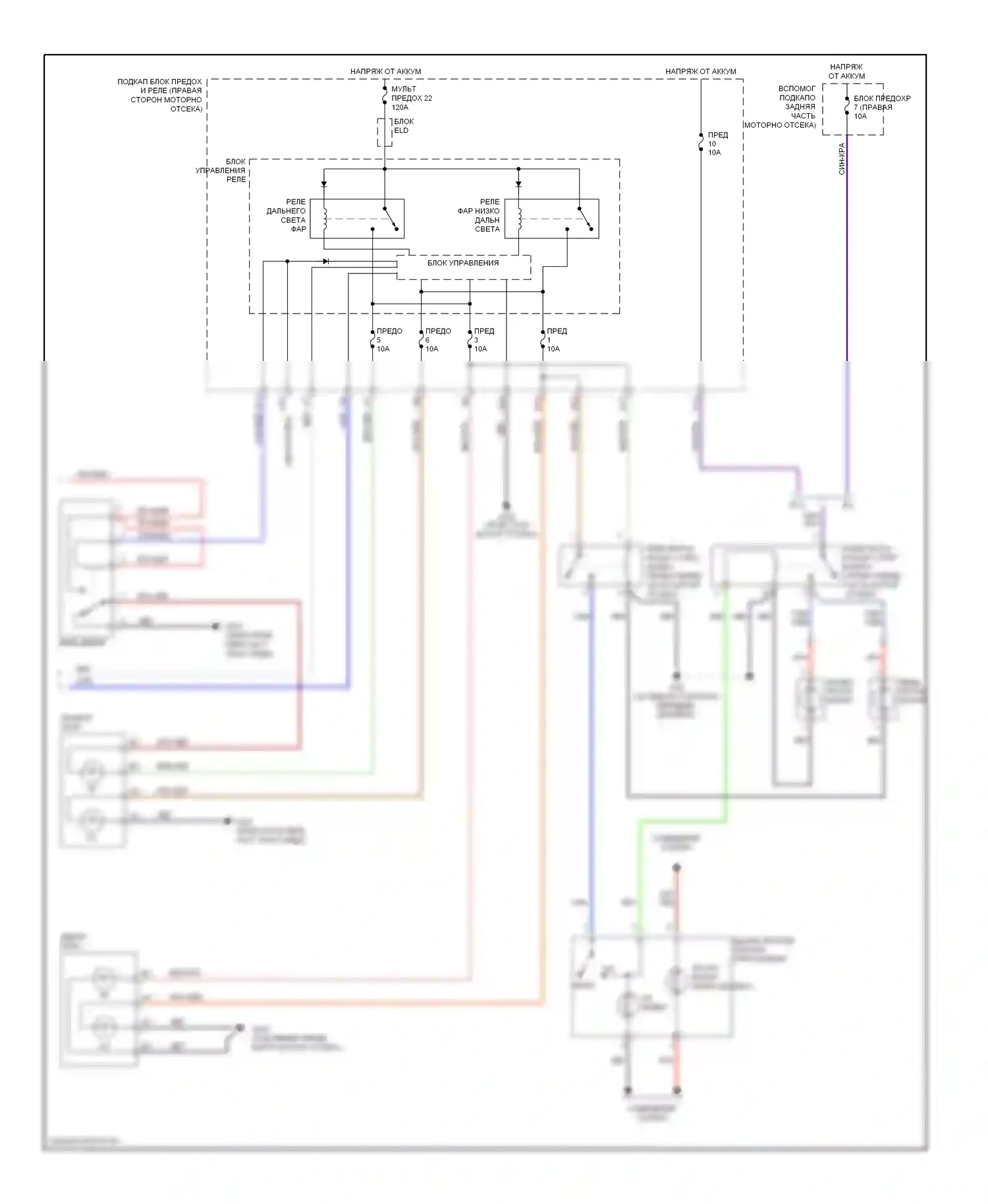 Odyssey Honda I (2004-2009): Электросхема фар, кроме гастролей с дрелью (2 из 2) 