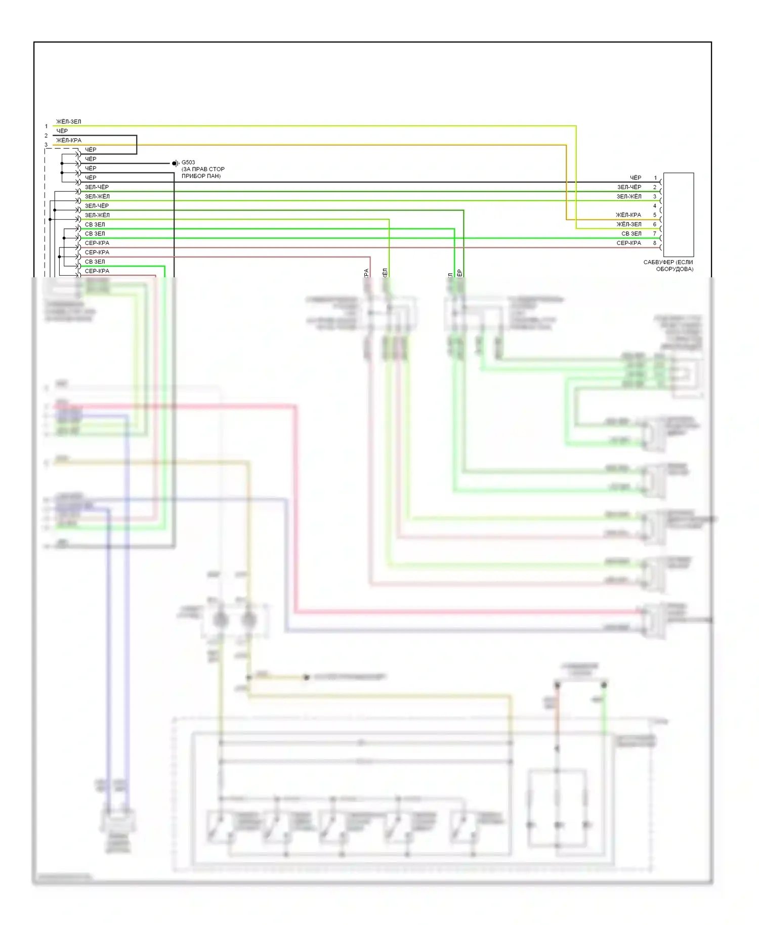 Odyssey Honda I (2004-2009): Электросхема магнитолы, ex-l с навигацией (2 из 2) 