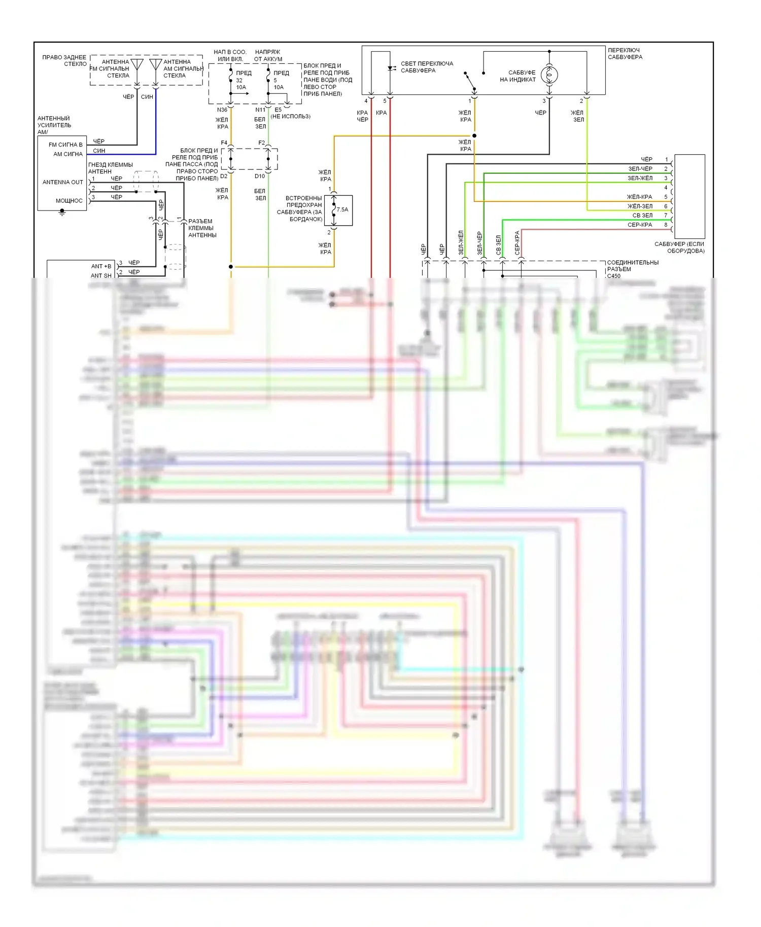 Odyssey Honda I (2004-2009): Электросхема магнитолы, лк 