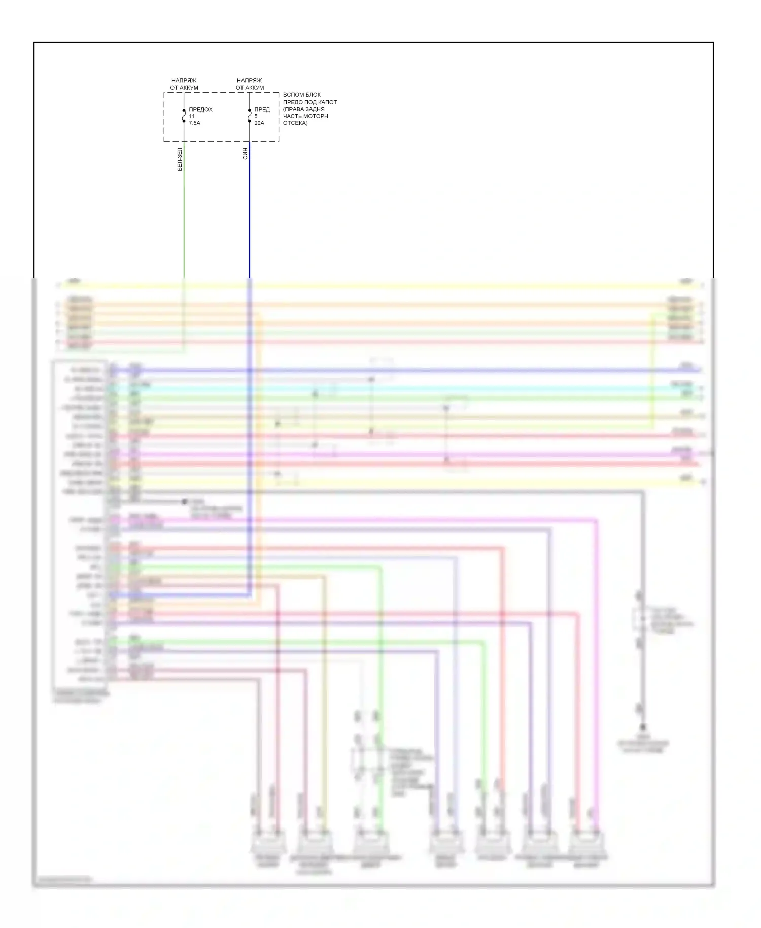 Odyssey Honda I (2004-2009): Электросхема разводки мультимедий на заднем сиденье, тур (2 из 3) 