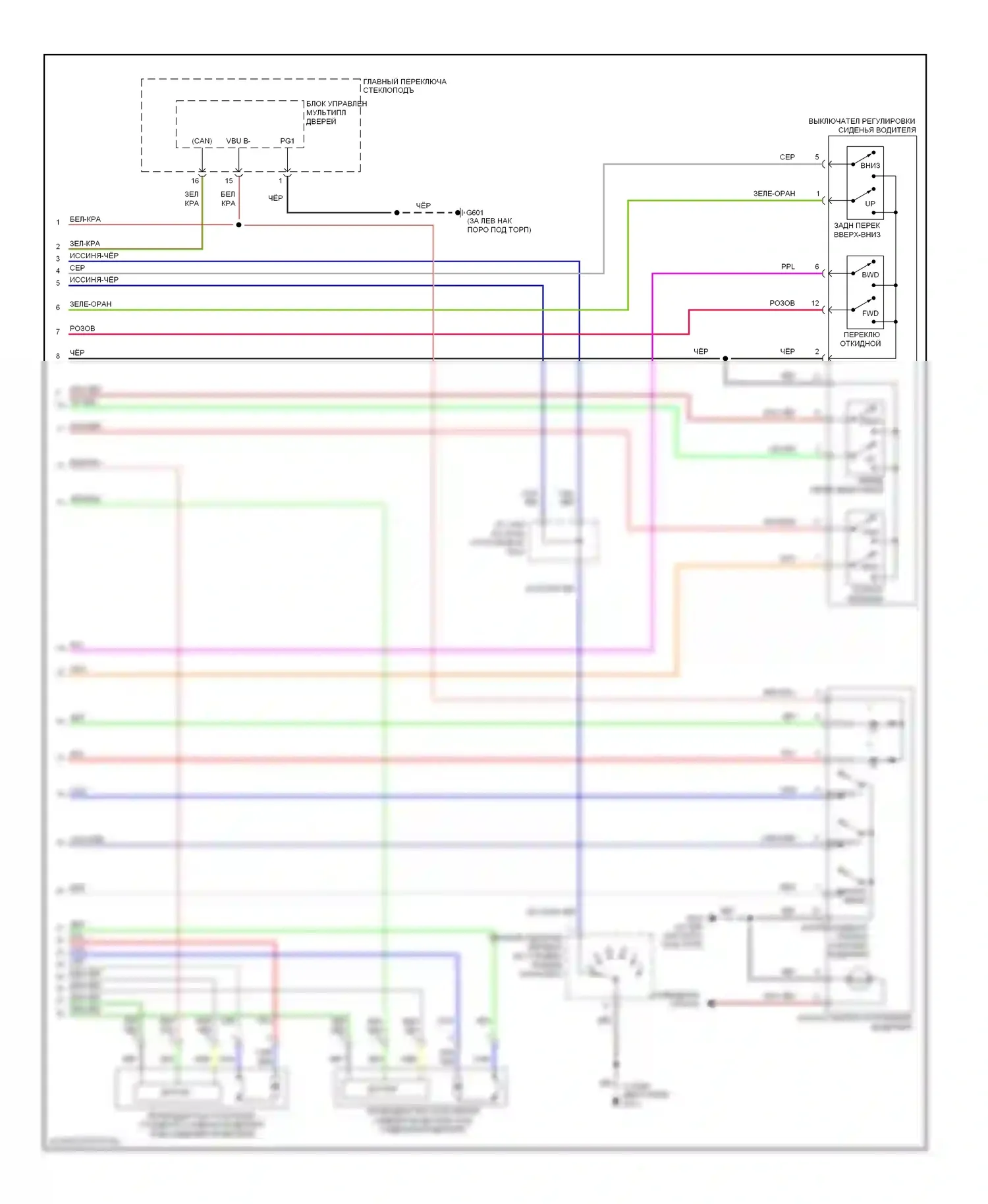 Odyssey Honda I (2004-2009): Электросхема систем памяти (2 из 2) 