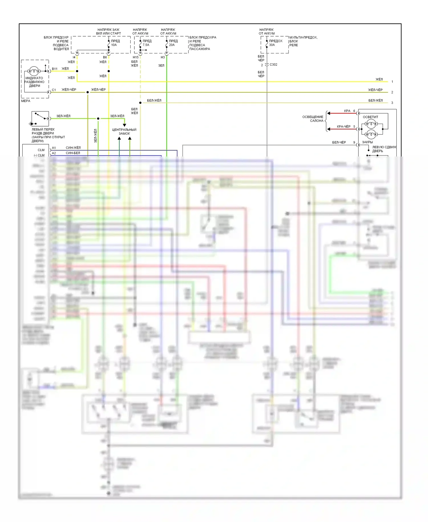 Odyssey Honda II (1999-2003): Электрическая электросхема раздвижной двери (1 из 2) 
