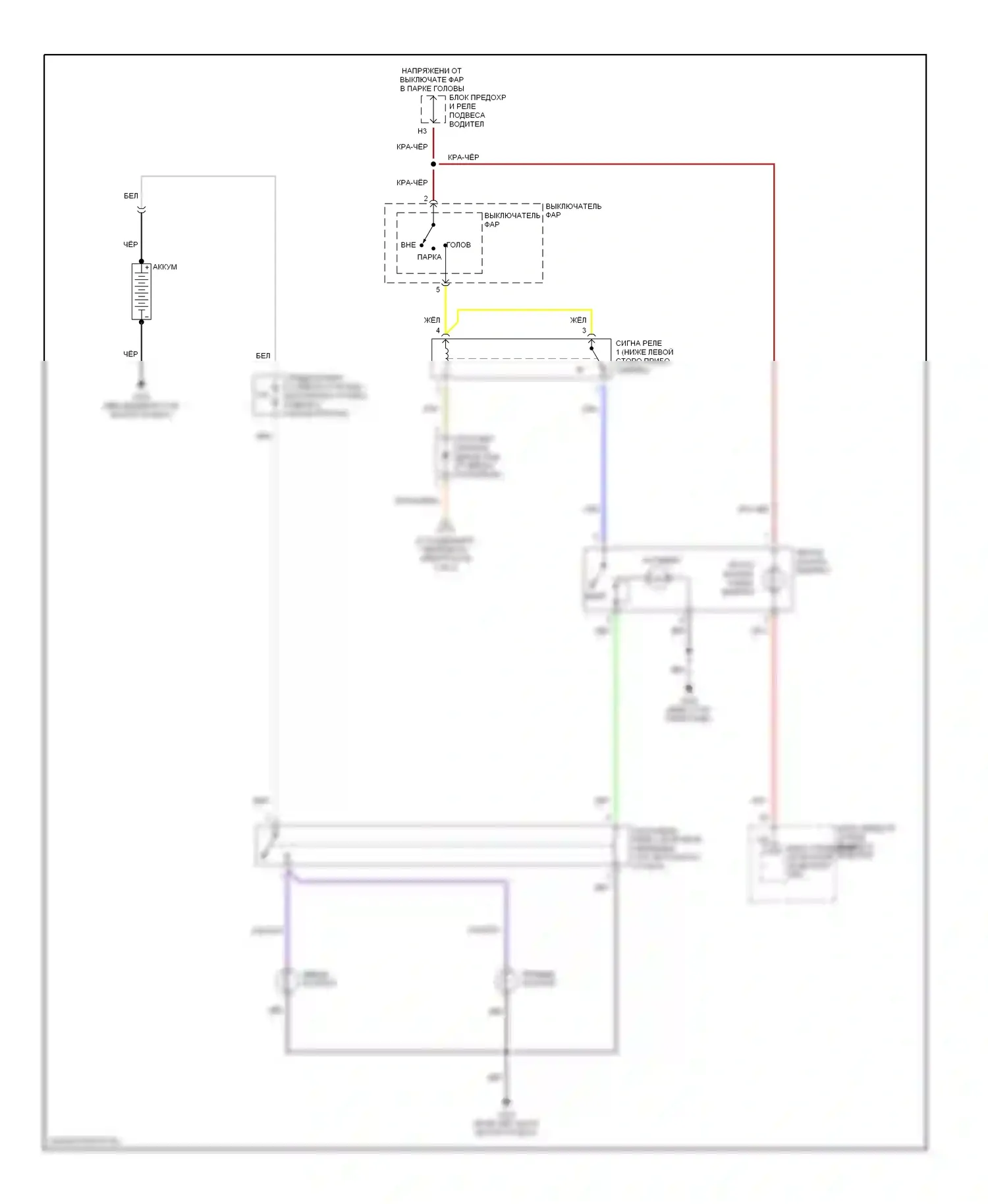 Odyssey Honda II (1999-2003): Электросхема фар, с дрелью (2 из 2) 