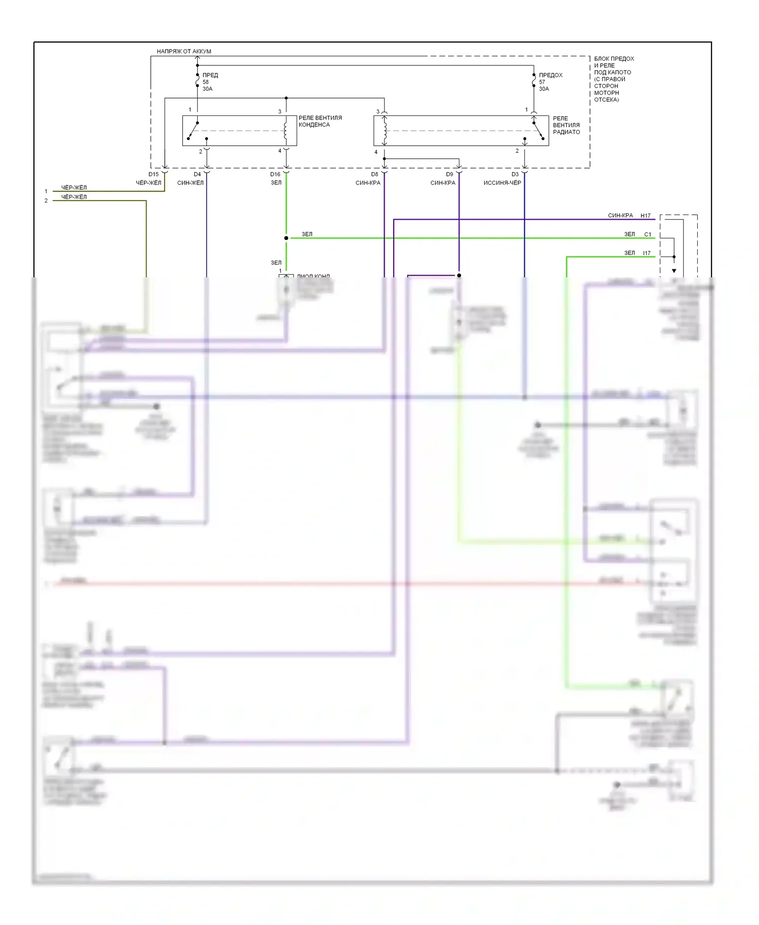 Odyssey Honda II (1999-2003): Электросхема климат контроля, без навигации (2 из 2) 