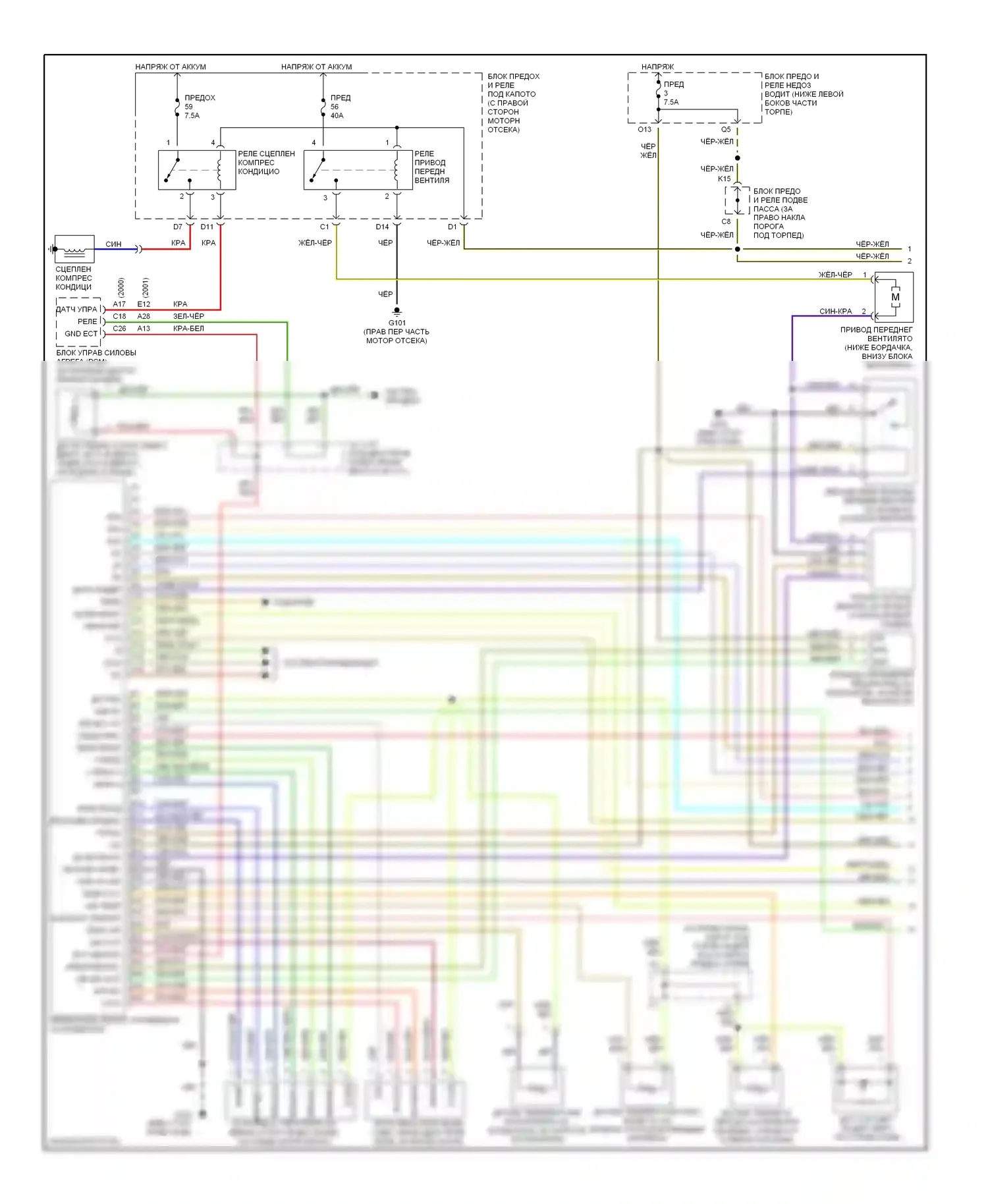 Odyssey Honda II (1999-2003): Электросхема климат контроля, с навигацией (1 из 2) 