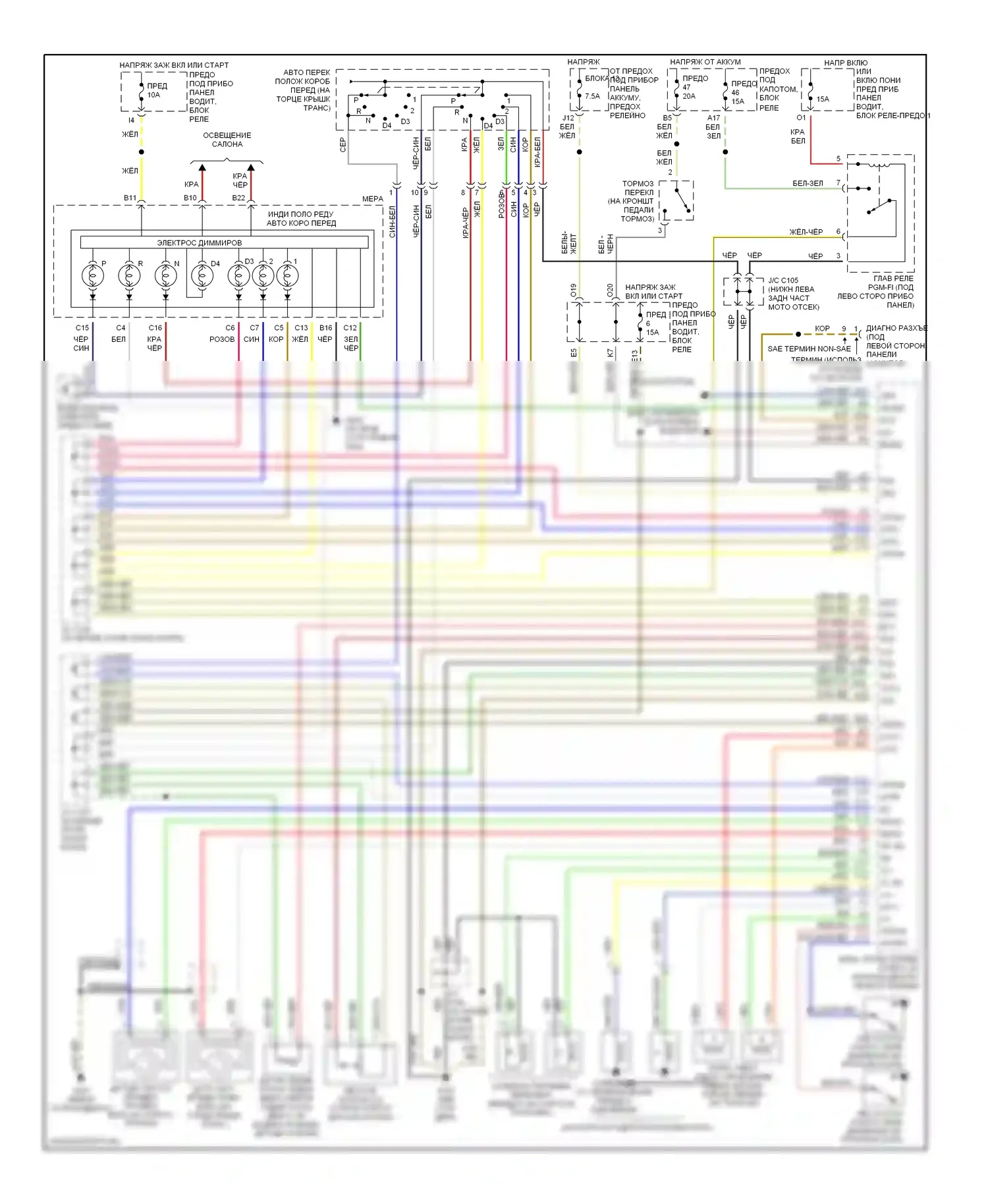 Odyssey Honda II (1999-2003): Электросхема автоматической коробки передач 