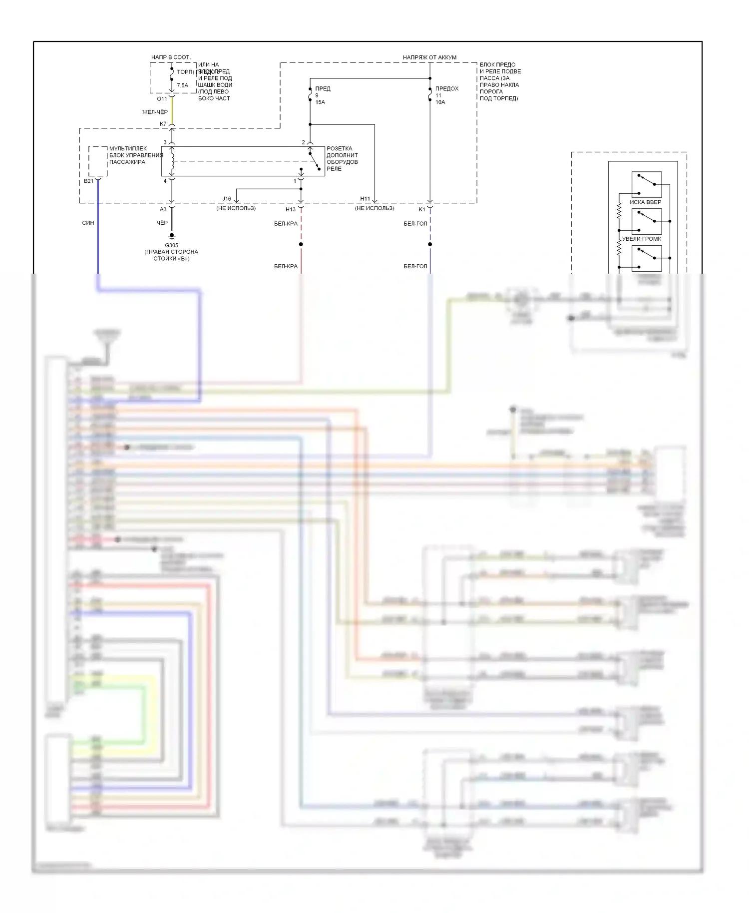 Odyssey Honda II (1999-2003): Магнитола- электросхемы, с компакт-диском 