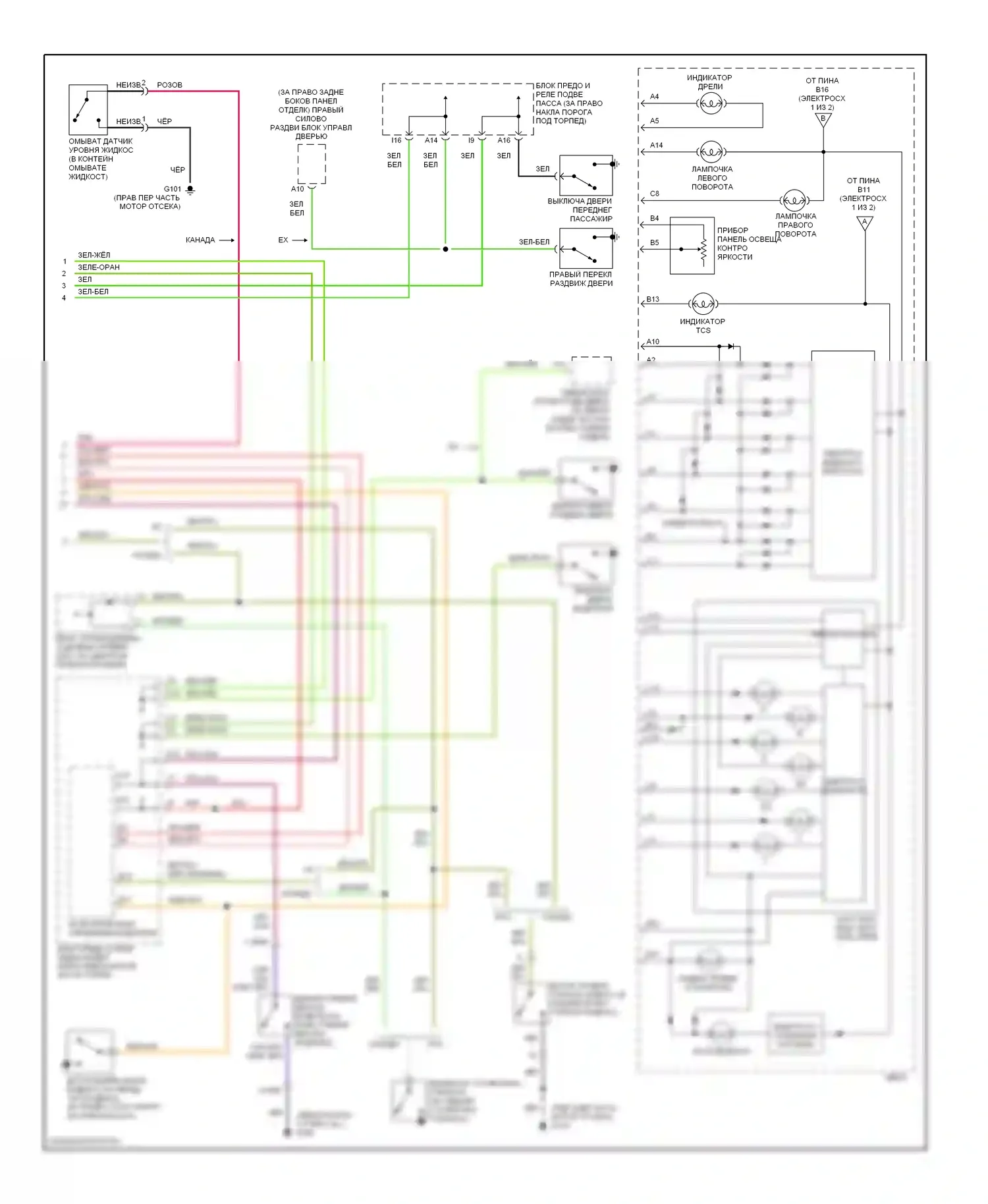 Odyssey Honda II (1999-2003): Электросхема приборной панели (2 из 2) 