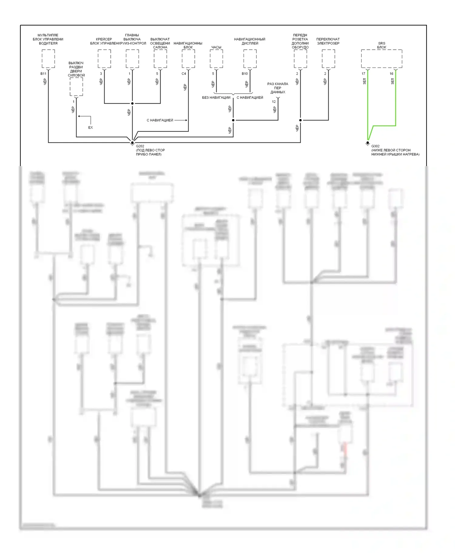 Odyssey Honda II (1999-2003): Электросхема точек подключения масс (3 из 4) 