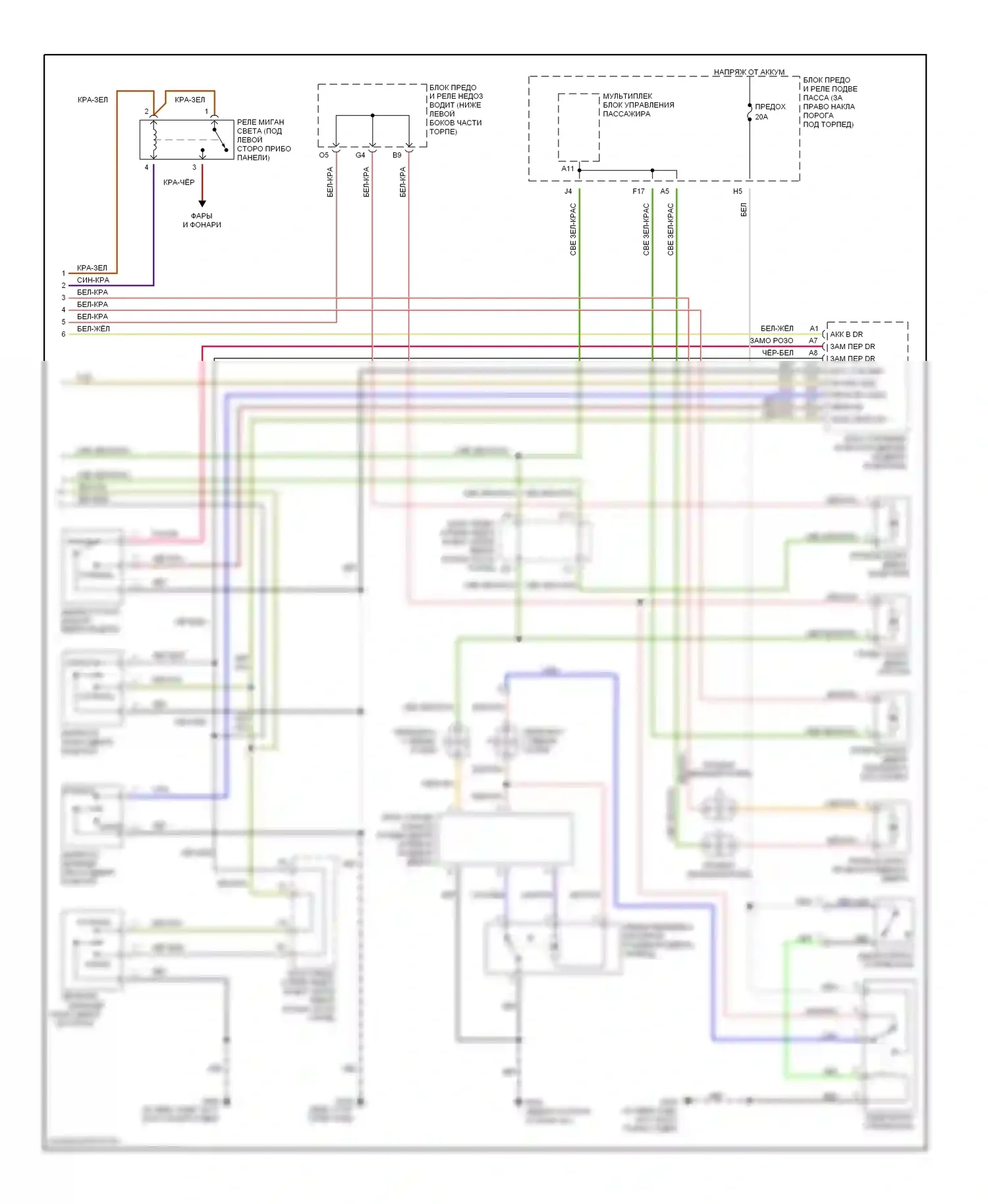 Odyssey Honda II (1999-2003): Электросхема замка двери питания, lx с бесключевым доступом (2 из 2) 