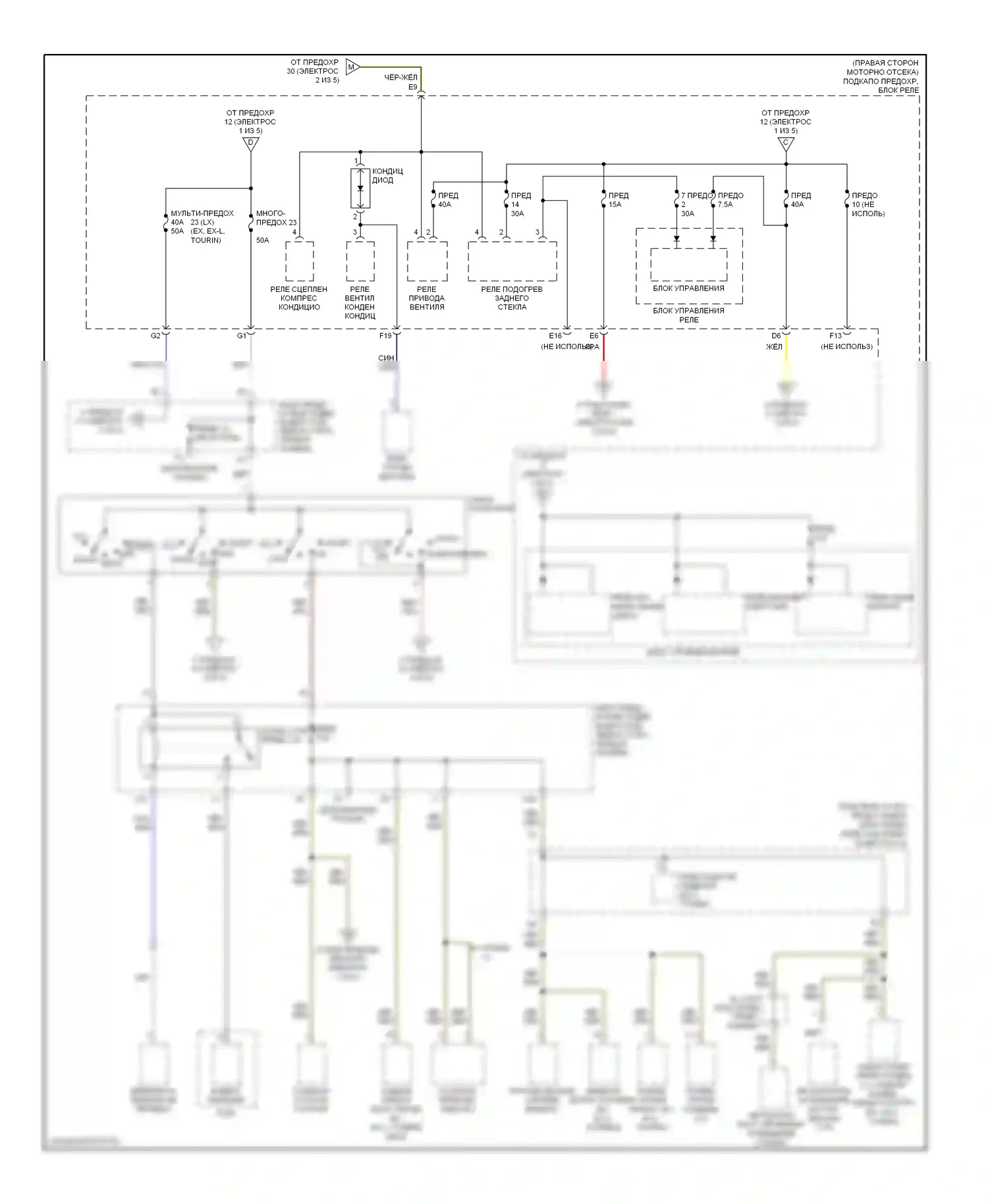 Odyssey Honda III (2003-2008): Электросхема блока предохранителей реле (2 из 5) 